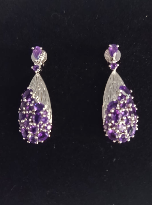 925 Silber Ohrringe mit violetten Steinen elegant