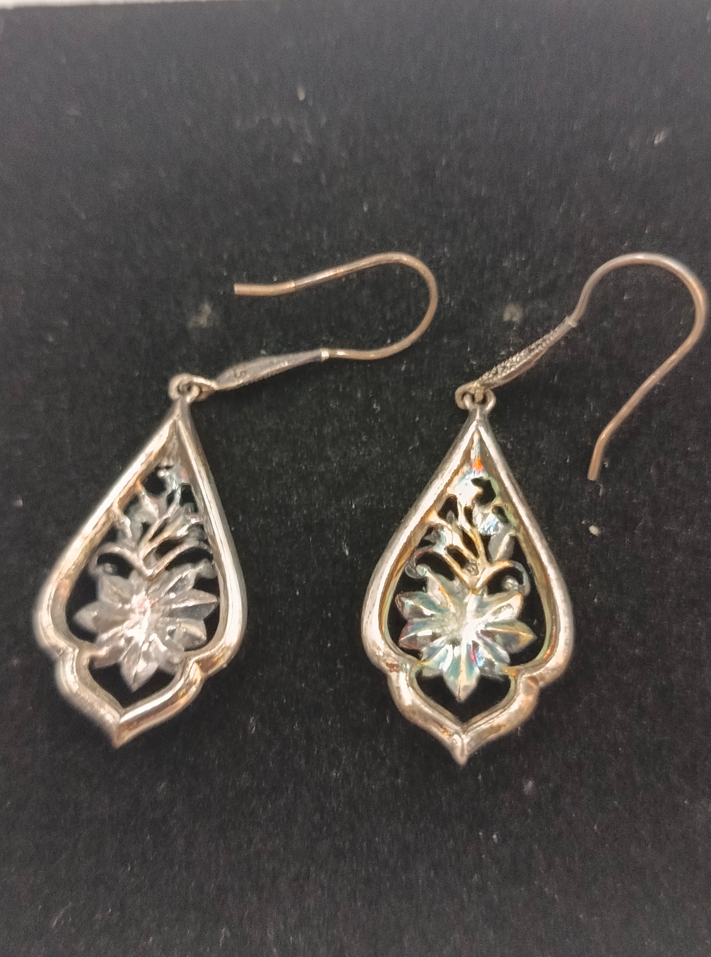 925 Silber Ohrringe mit Emaille Blumendesign orientalisch