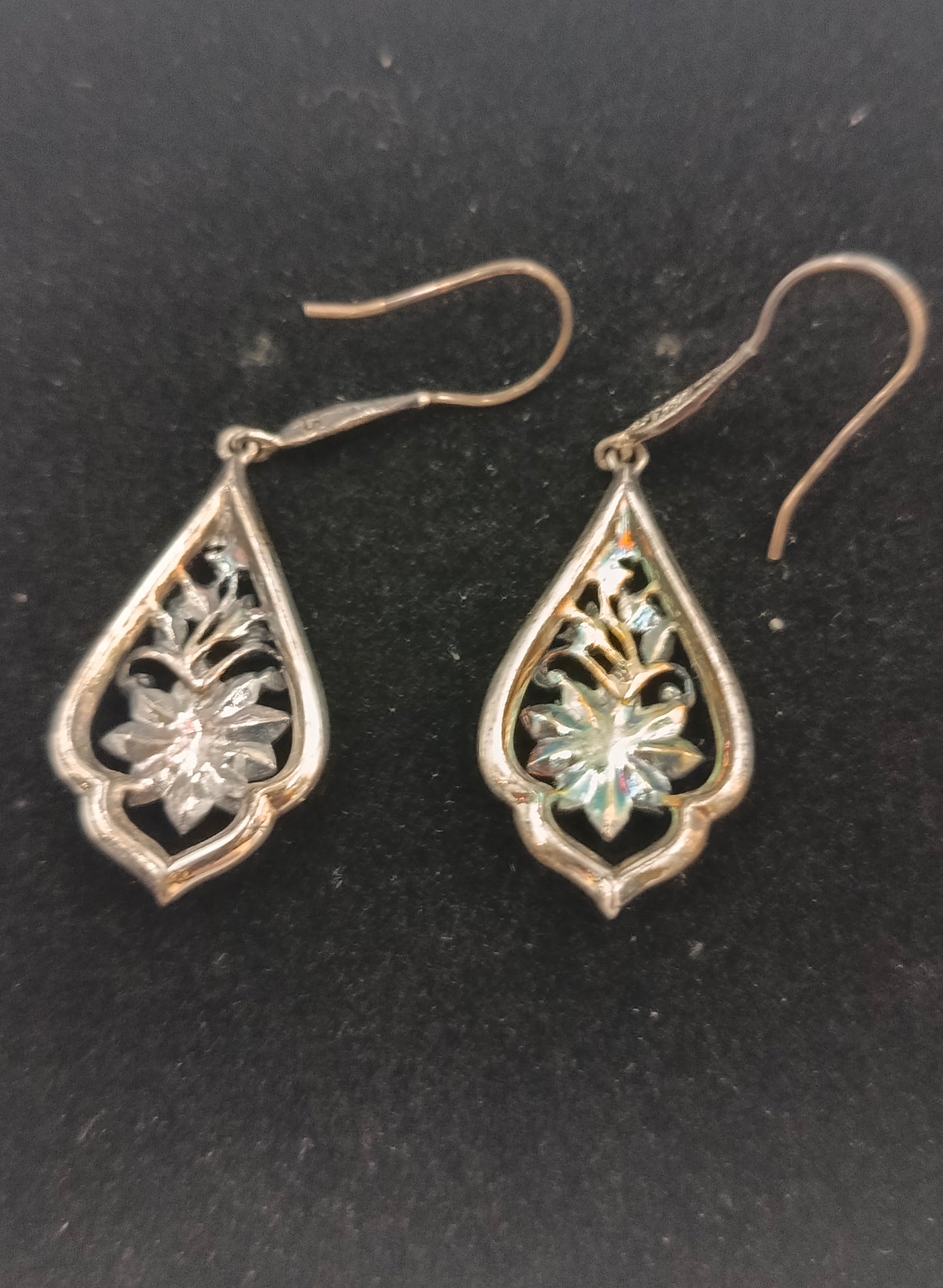 925 Silber Ohrringe mit Emaille Blumendesign orientalisch