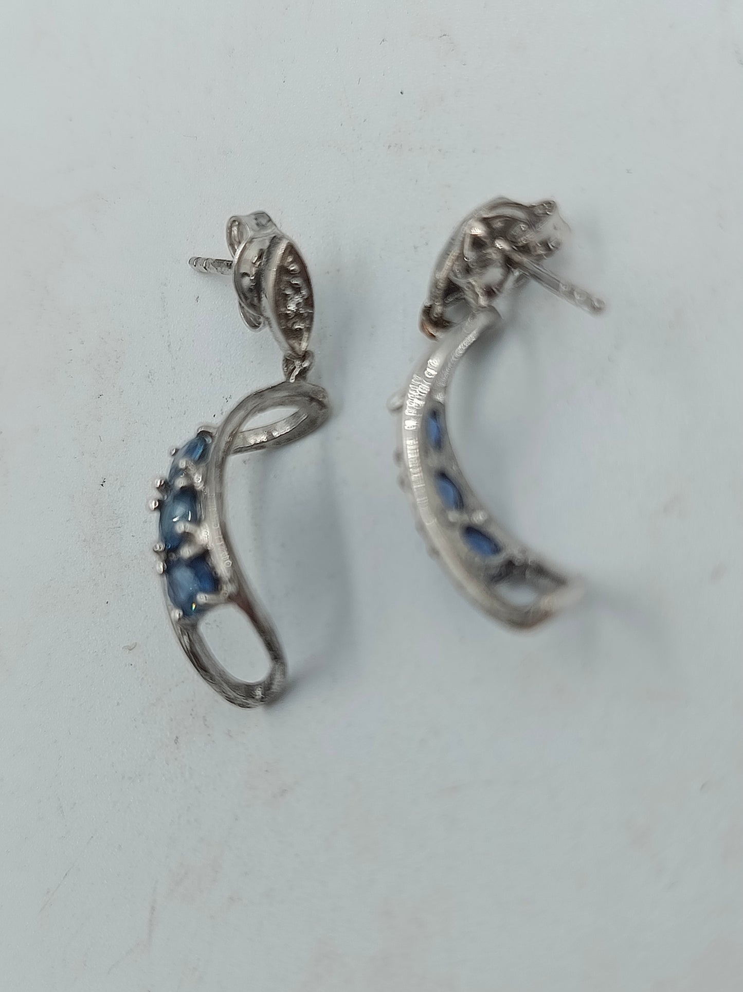 925 Silber Ohrhänger mit blauen Steinen