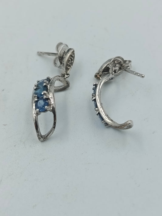 925 Silber Ohrhänger mit blauen Steinen