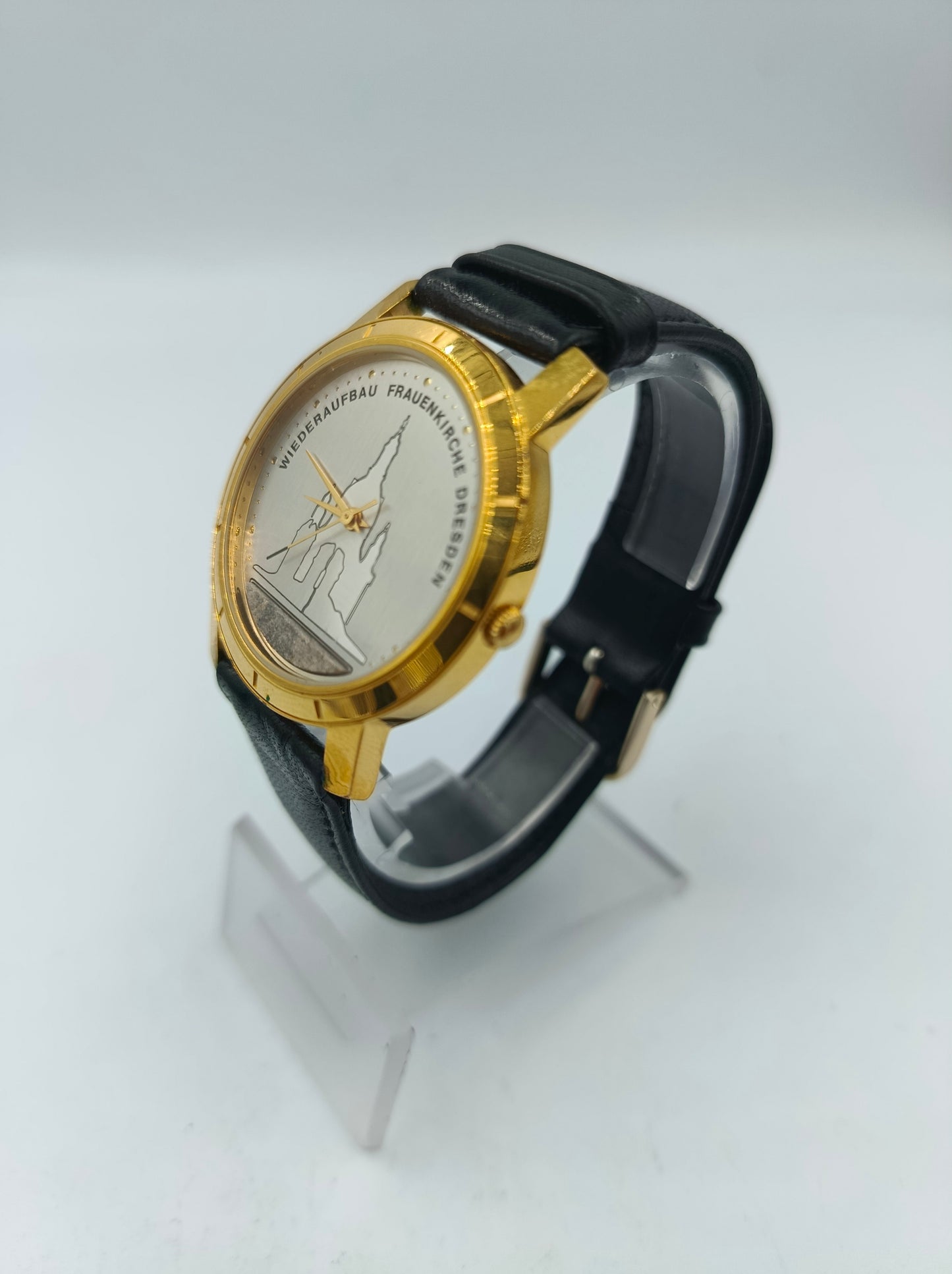 Armbanduhr Frauenkirche Dresden 1999 Goldfarben mit Lederband