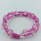 Elastisches Armband Rosa mit transparenten Würfelperlen
