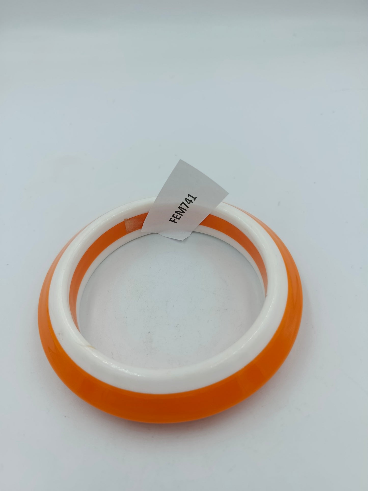 Kunststoffarmreif Orange-Weiß Retro Look