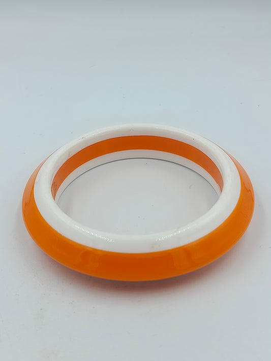 Kunststoffarmreif Orange-Weiß Retro Look