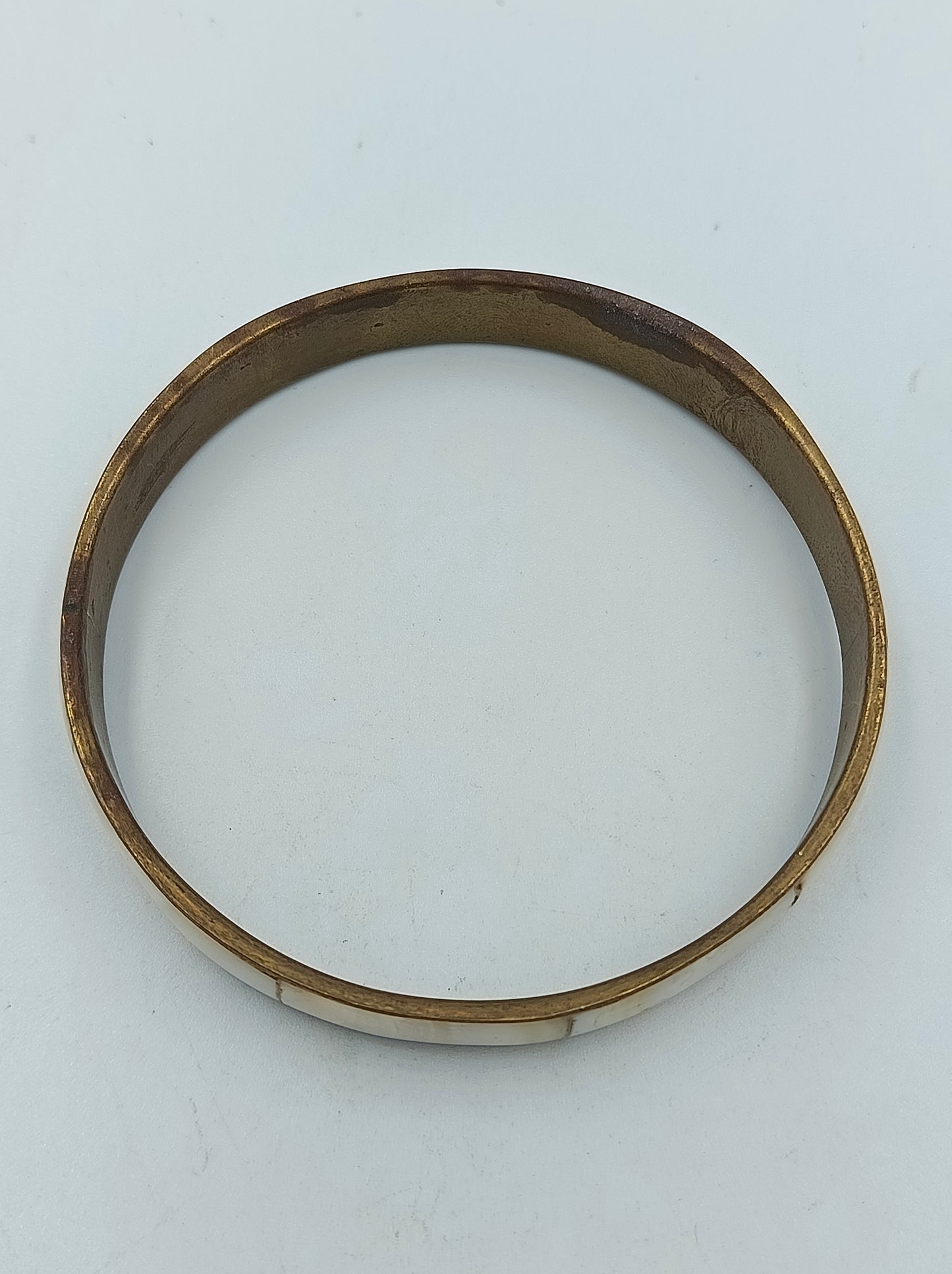 Armreif Messing mit Perlmutt Intarsien Vintage Look