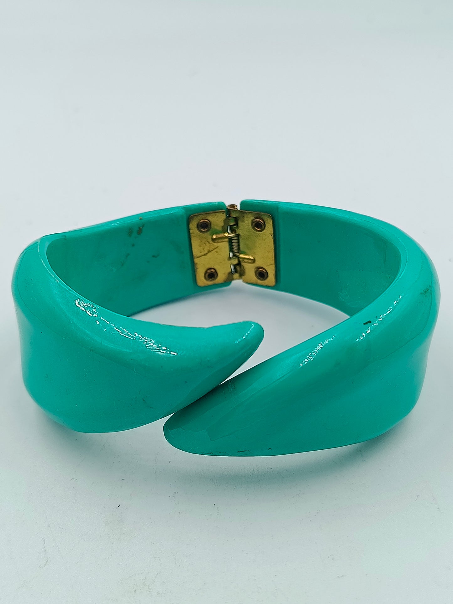 Türkisfarbener Armreif mit Scharnier Vintage Stil