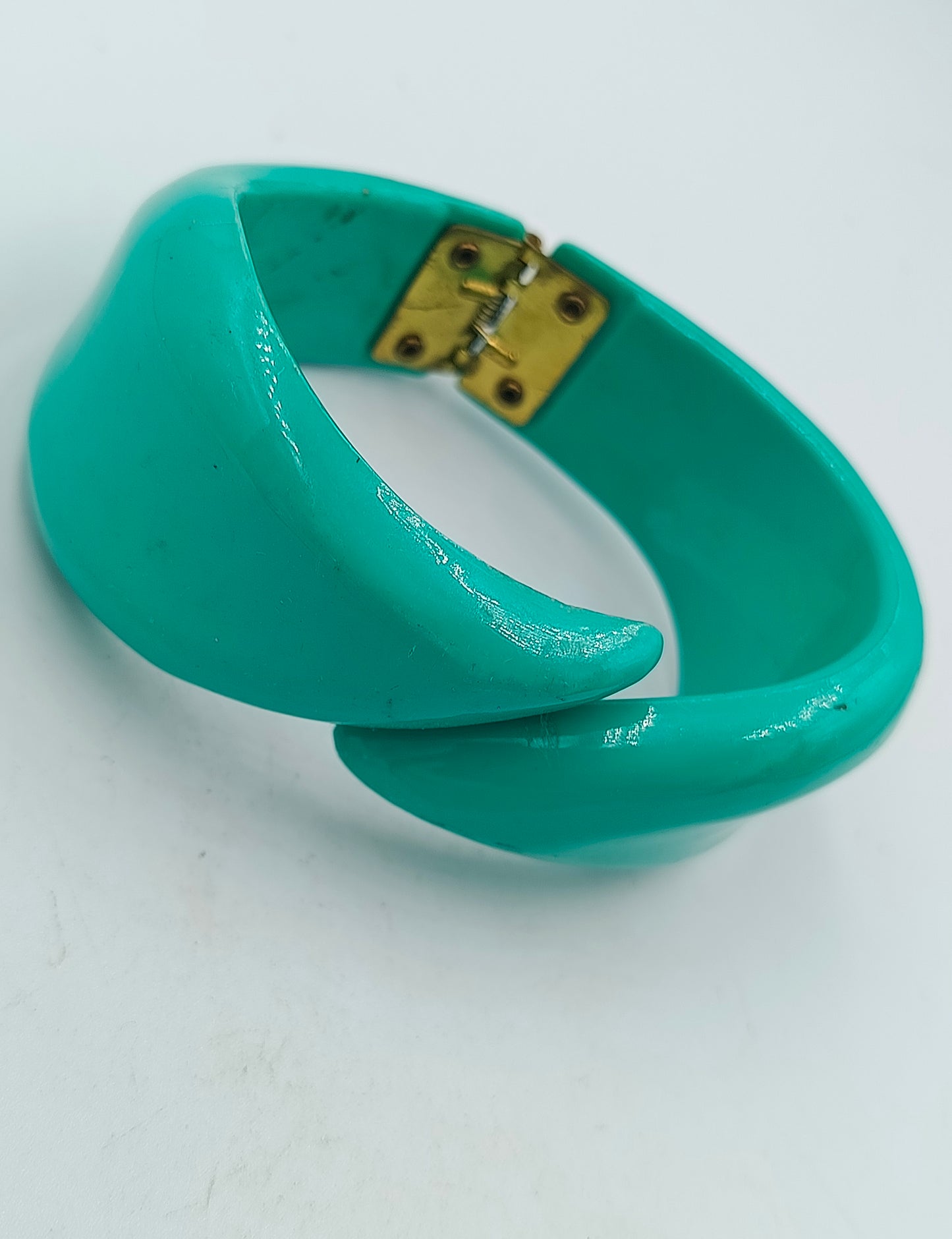 Türkisfarbener Armreif mit Scharnier Vintage Stil