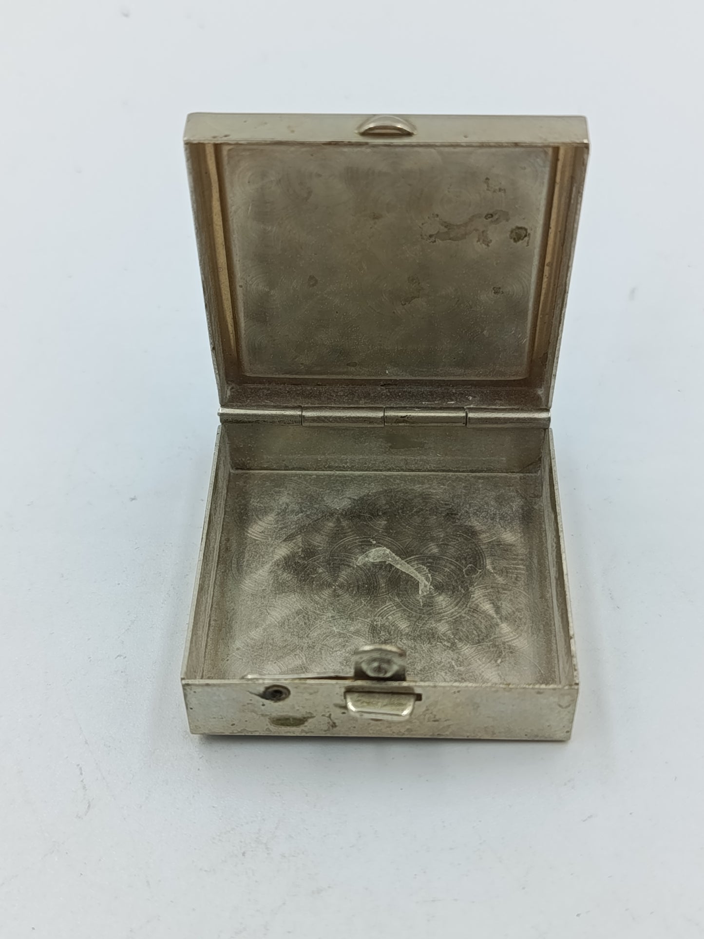 Kleine Metall Dose mit Emaille Deckel Motiv Orange