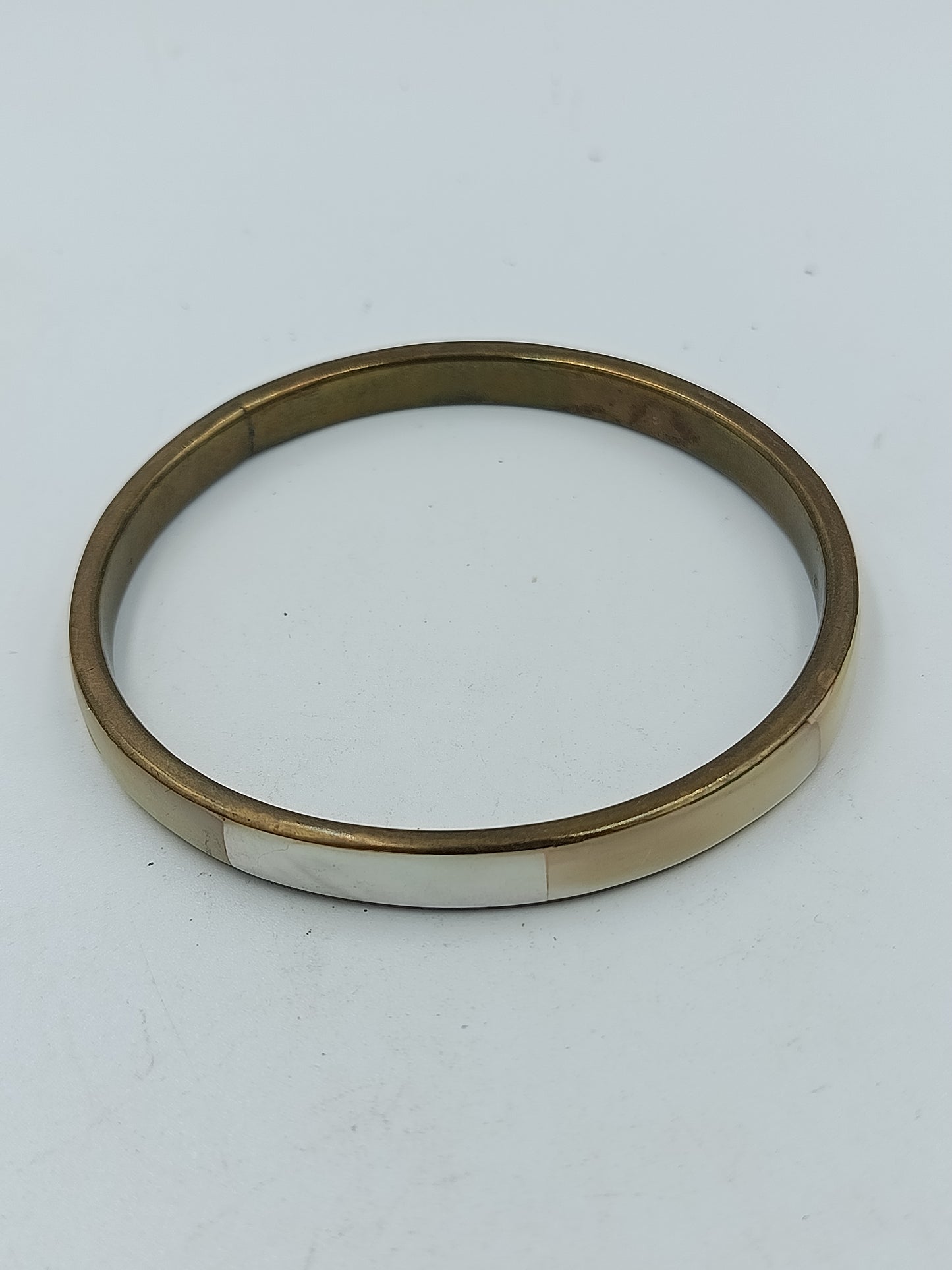 Messing Armreif mit Perlmutt Intarsien