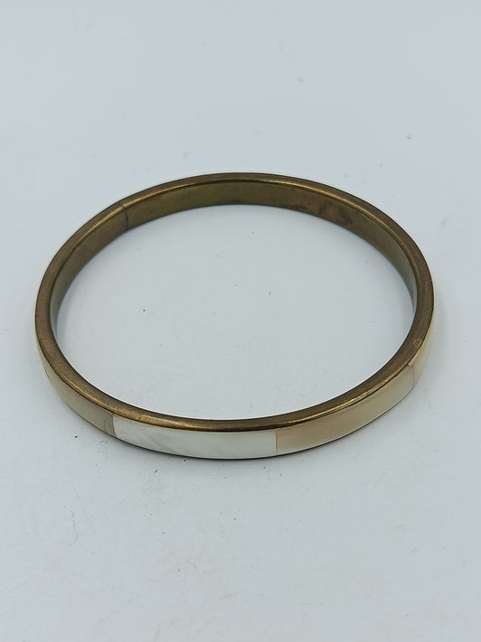 Messing Armreif mit Perlmutt Intarsien