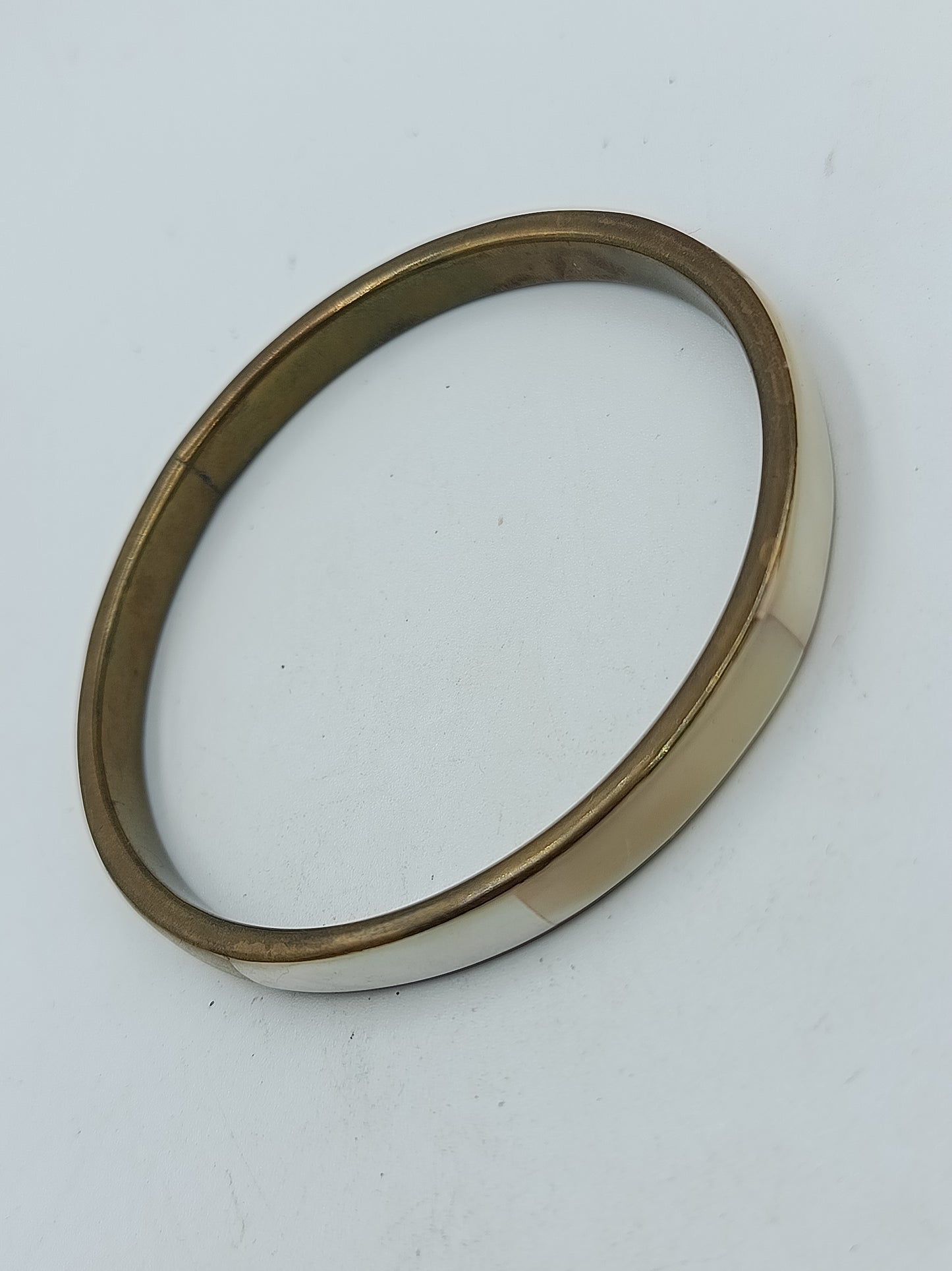 Messing Armreif mit Perlmutt Intarsien