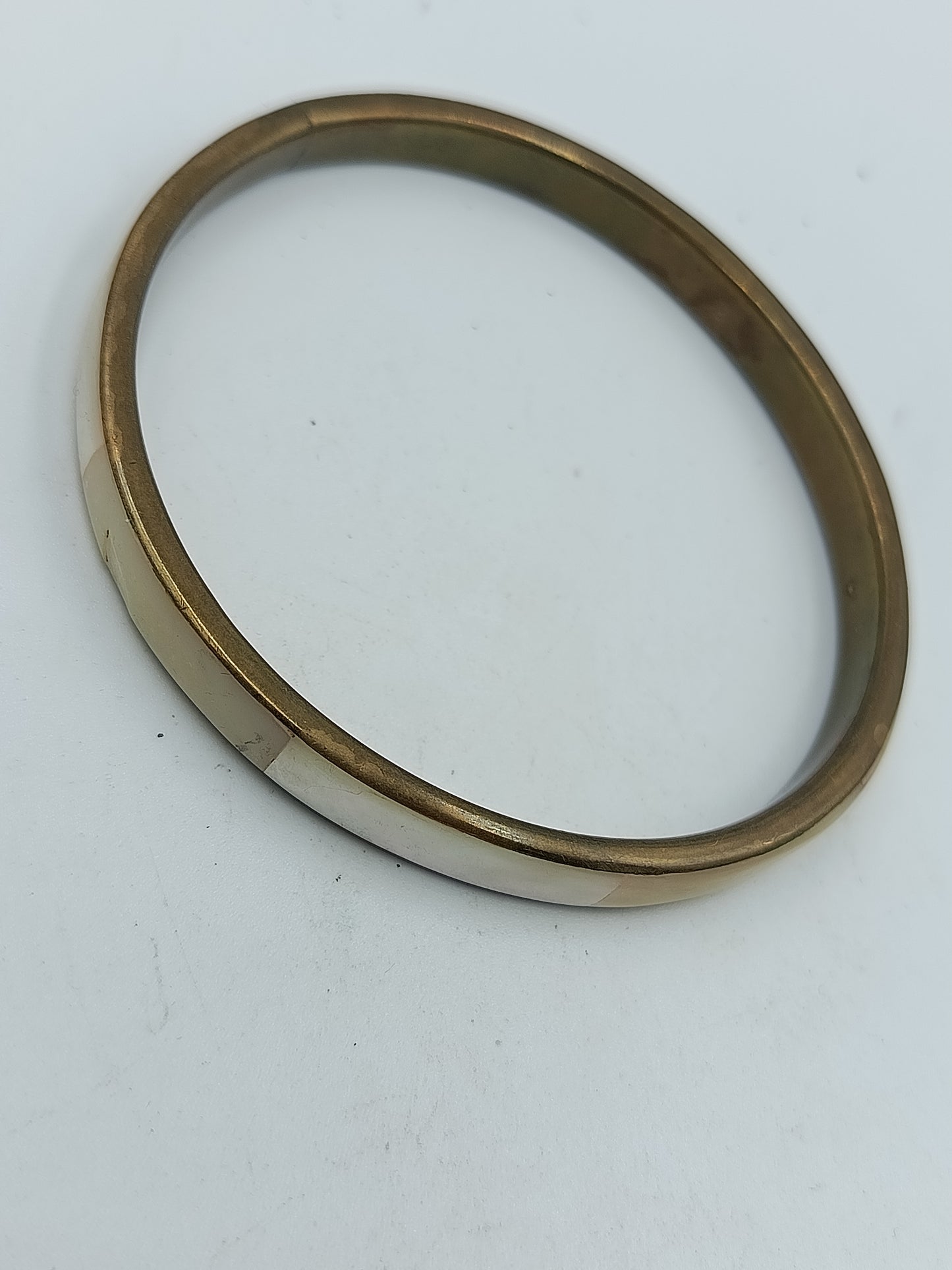 Messing Armreif mit Perlmutt Intarsien