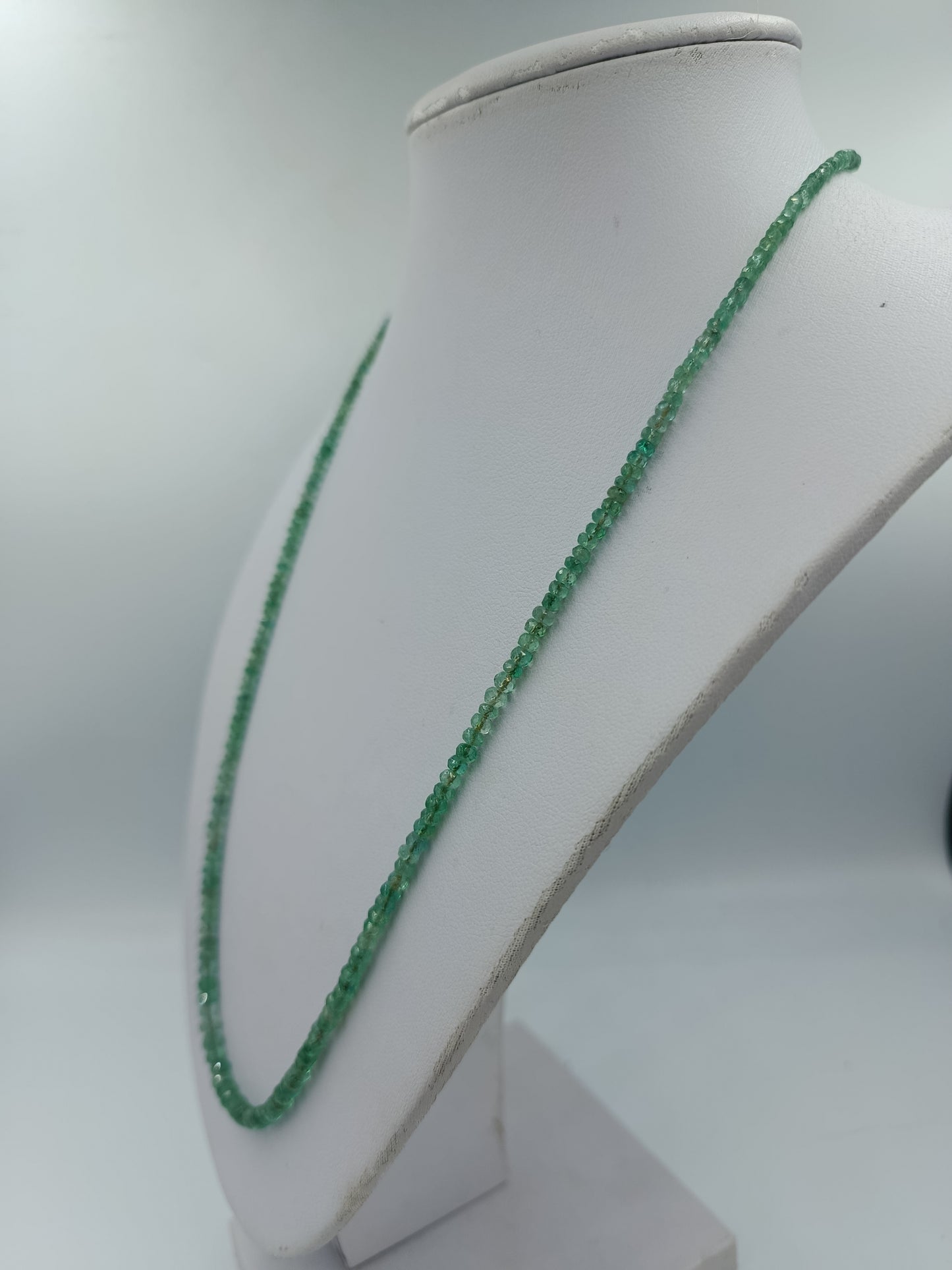 Smaragd Edelstein Kette facettiert Metallverschluss vergoldet