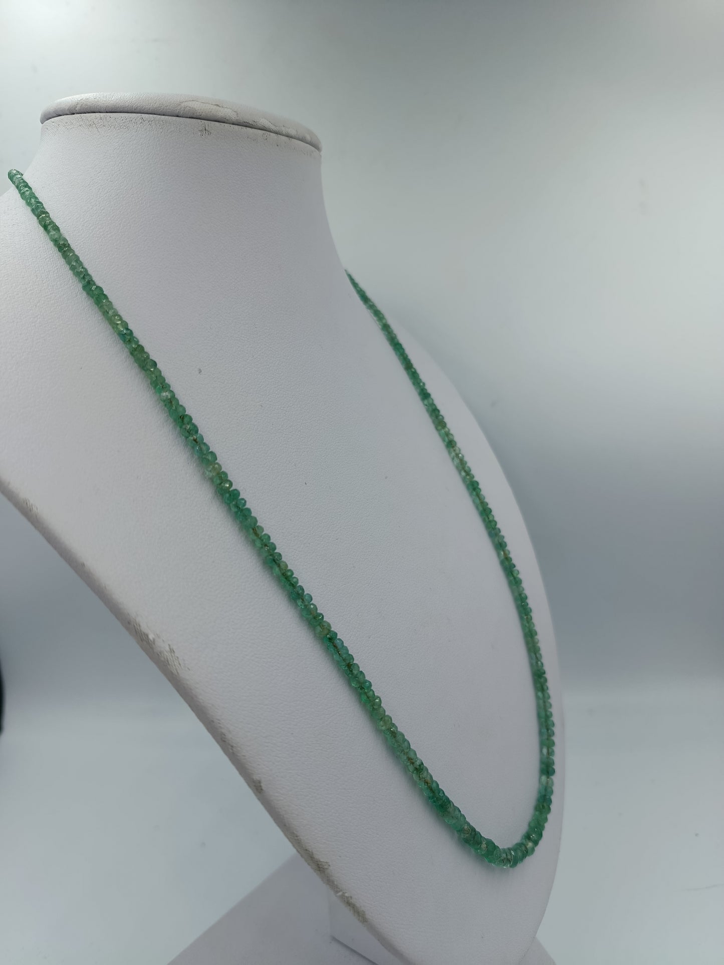 Smaragd Edelstein Kette facettiert Metallverschluss vergoldet