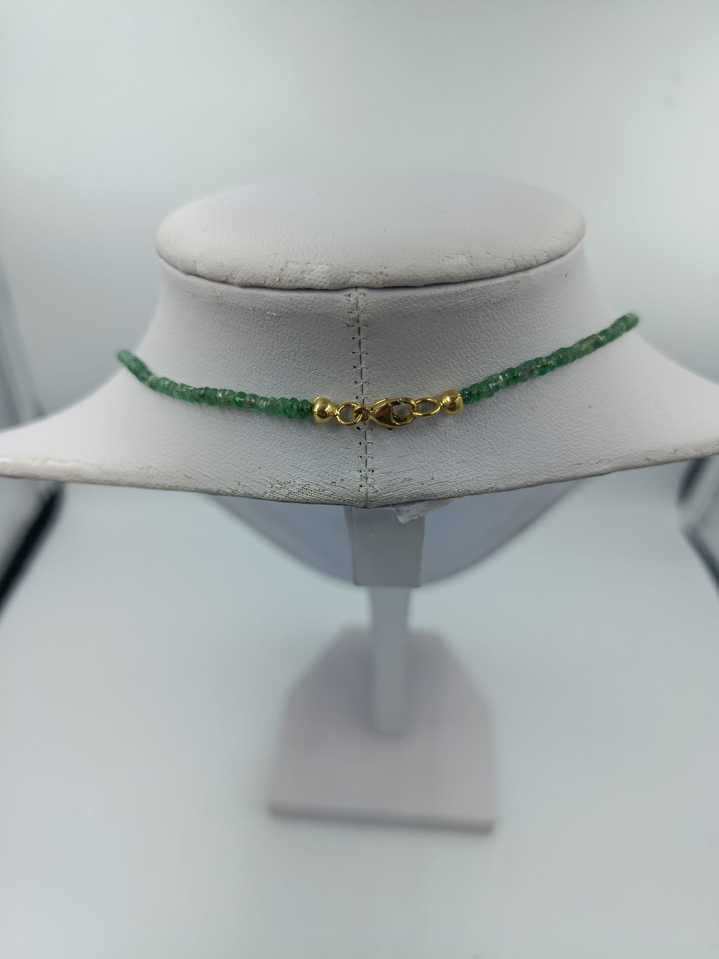 Smaragd Edelstein Kette facettiert Metallverschluss vergoldet