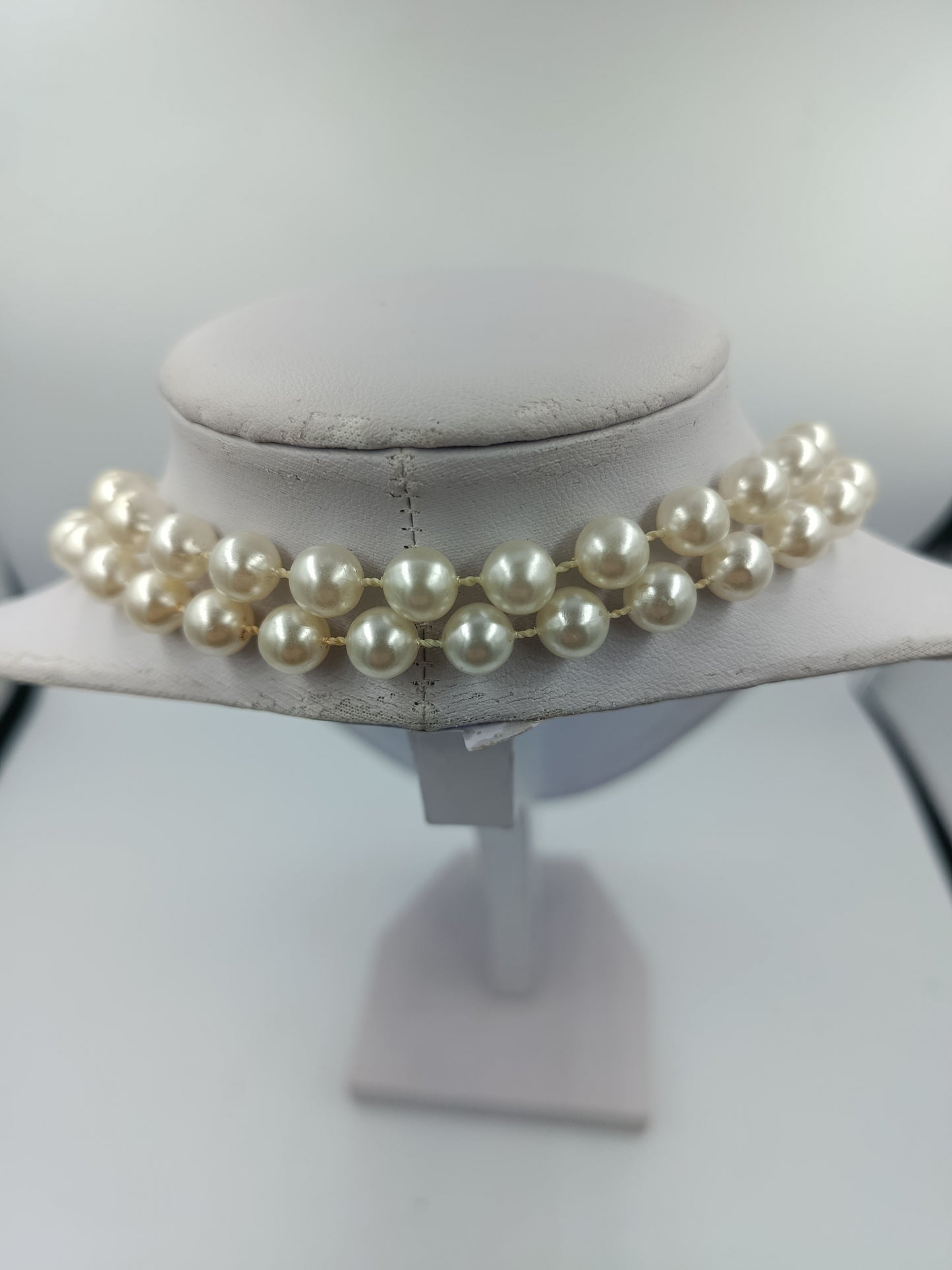 Doppelte Perlenkette Weiß Klassisch Elegant