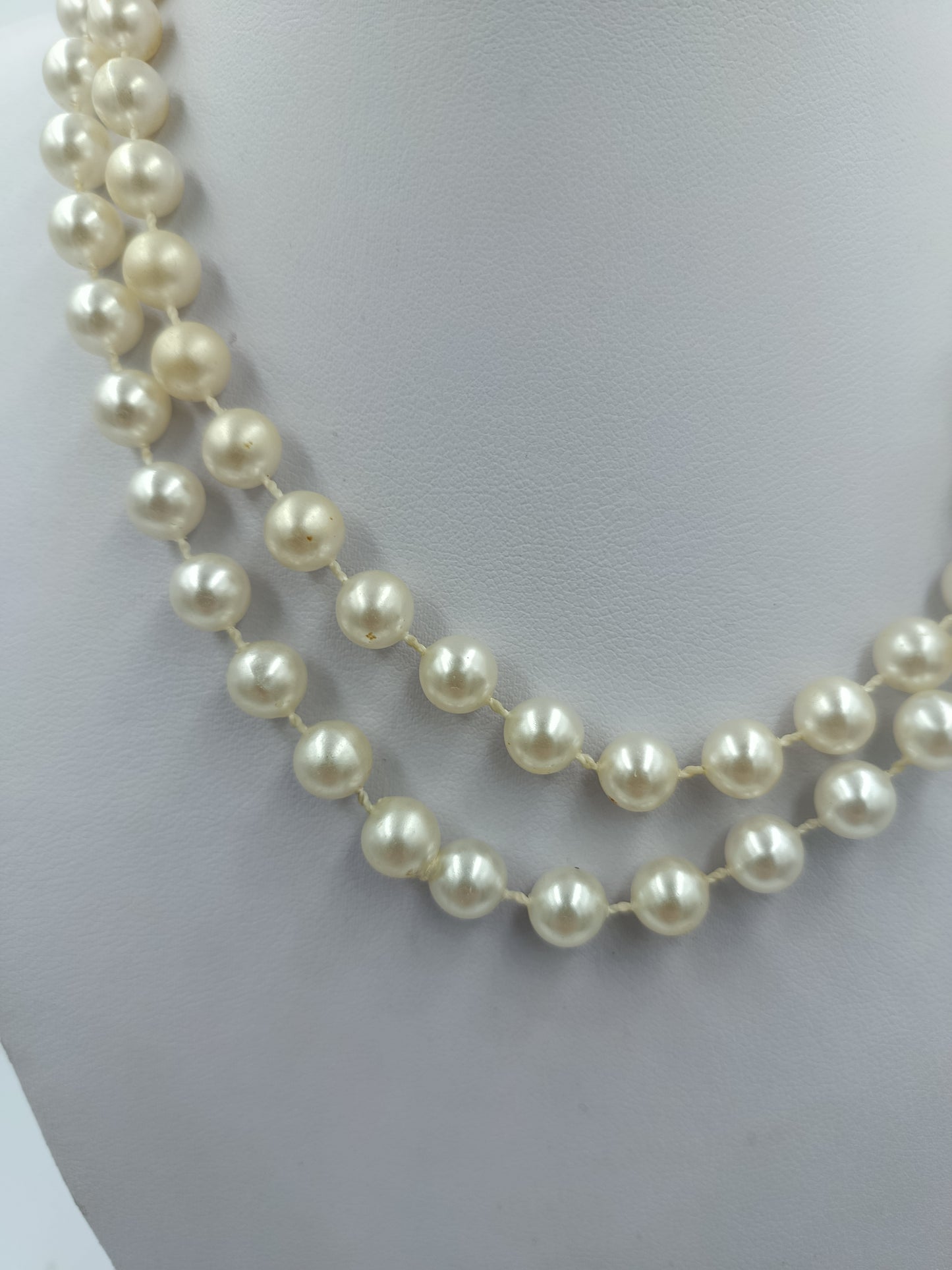 Doppelte Perlenkette Weiß Klassisch Elegant