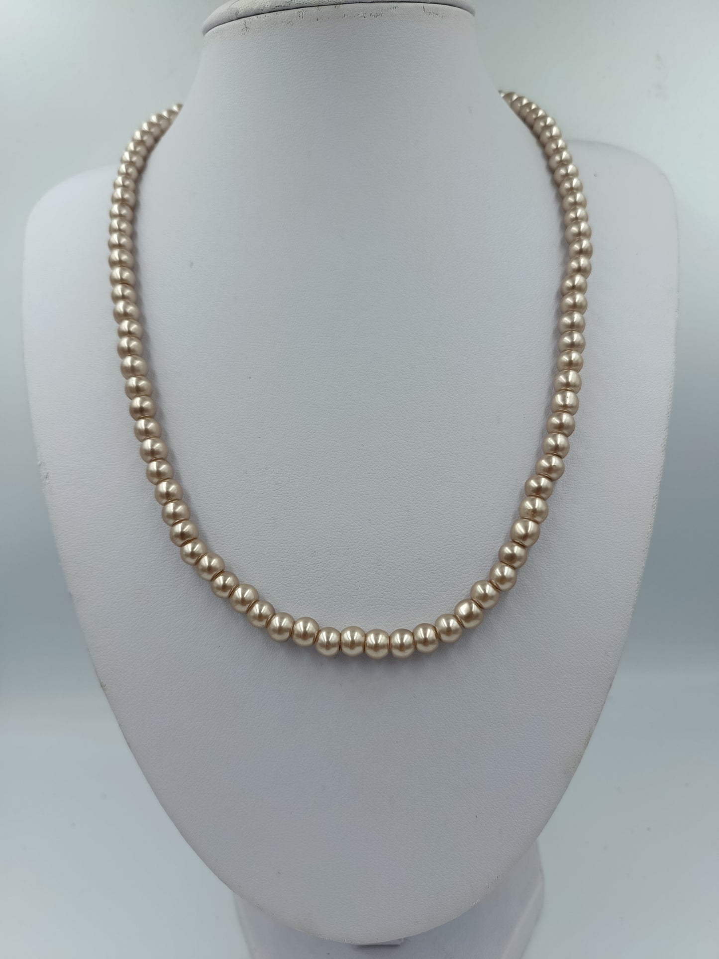 Perlenkette Champagner Beige mit Verlängerungskette