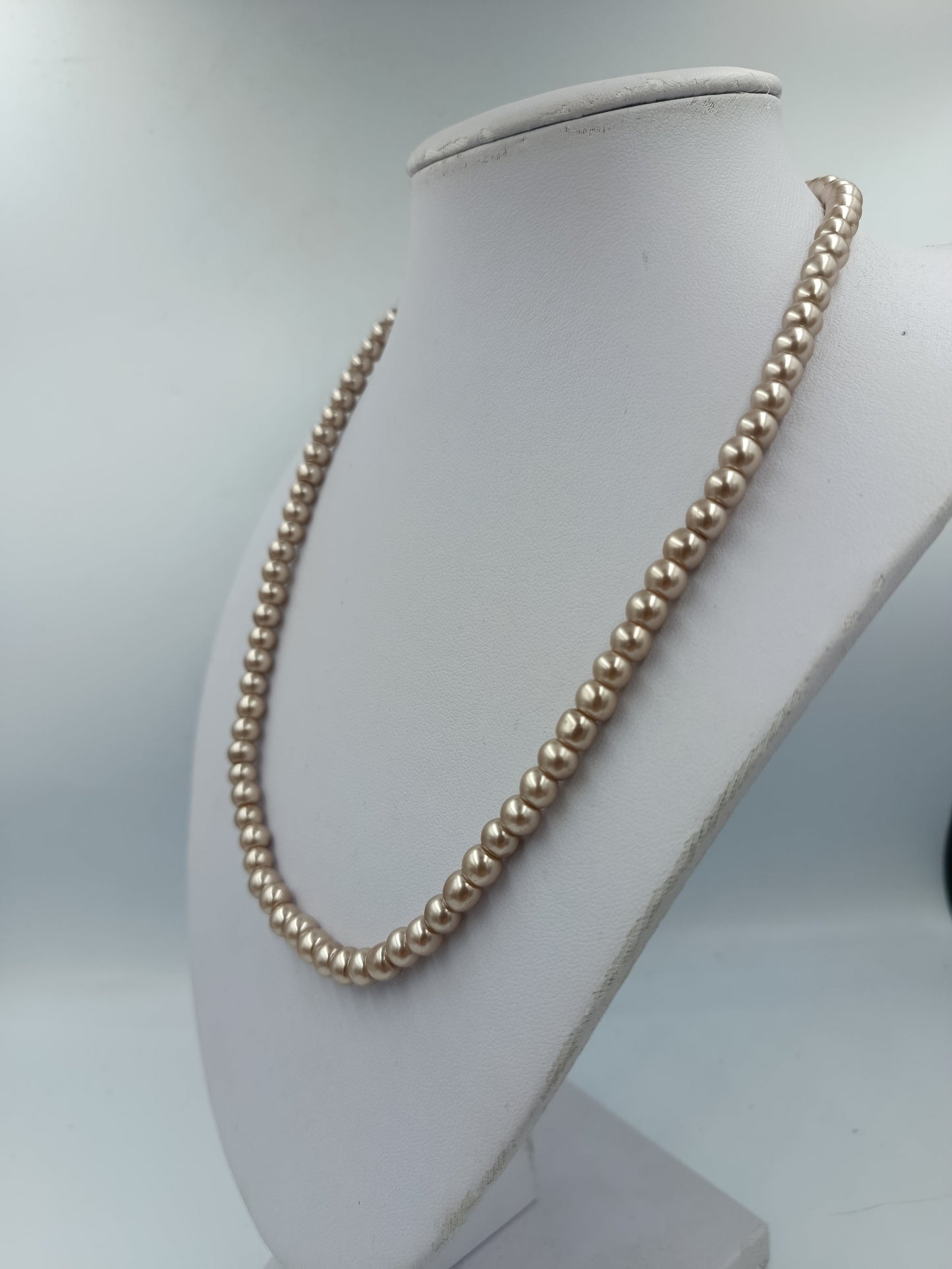 Perlenkette Champagner Beige mit Verlängerungskette