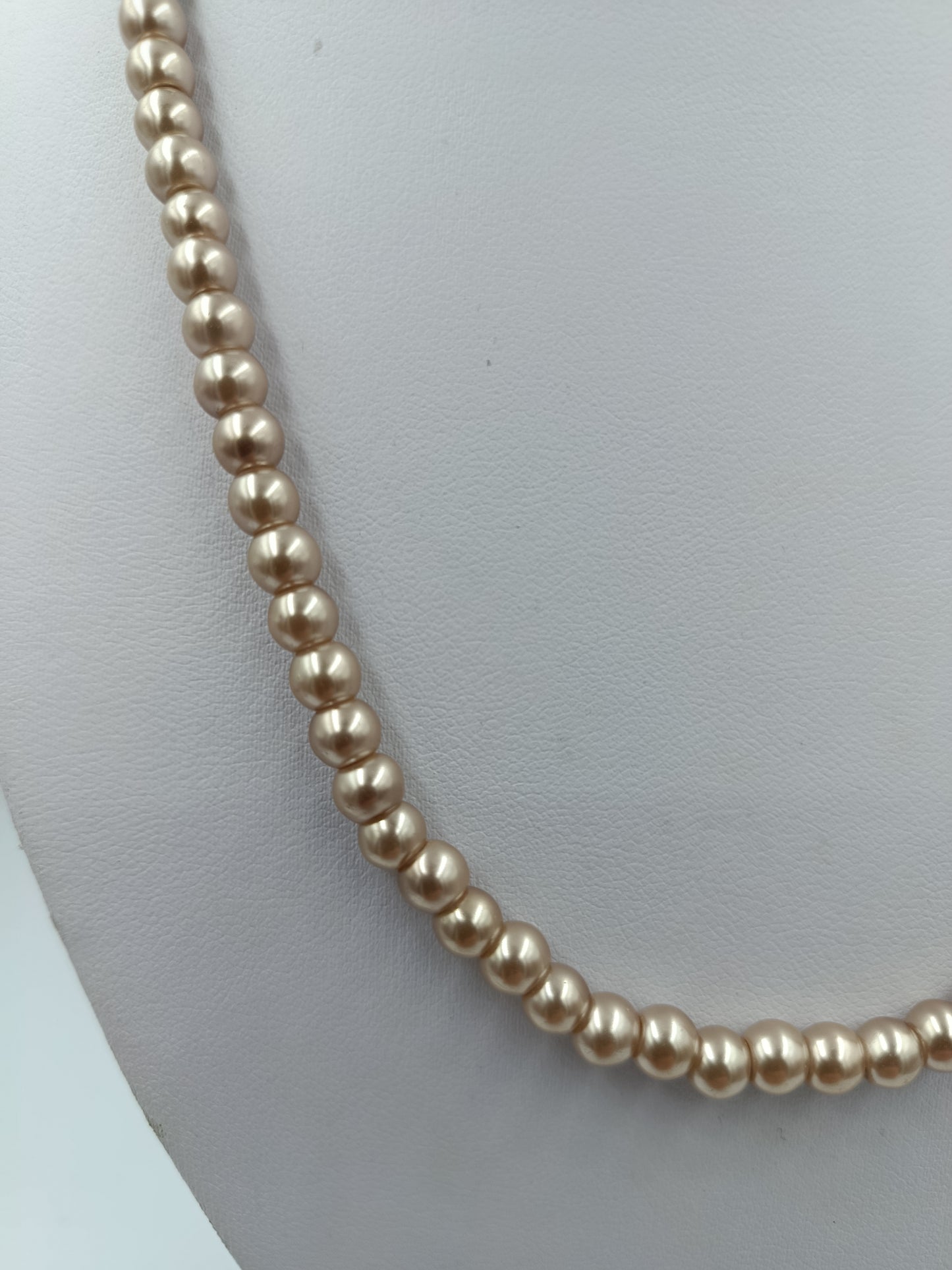 Perlenkette Champagner Beige mit Verlängerungskette