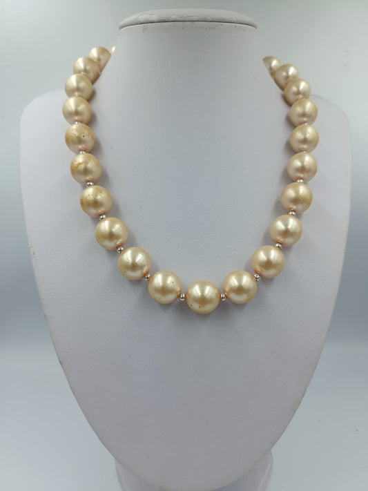 Statement Perlenkette Goldfarben Großperlen