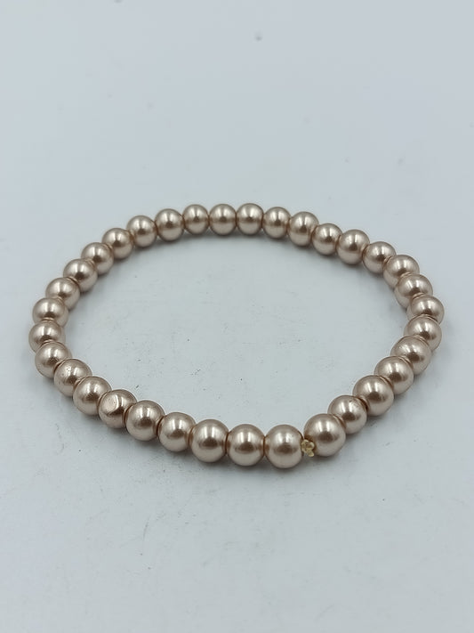Perlenarmband Roséfarben Elastisch Elegant