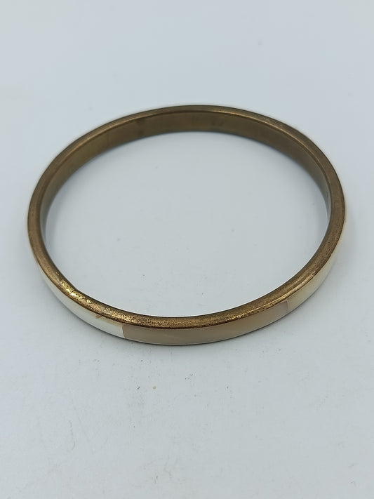 Vintage Armreif in Goldoptik mit Perlmutt Intarsien