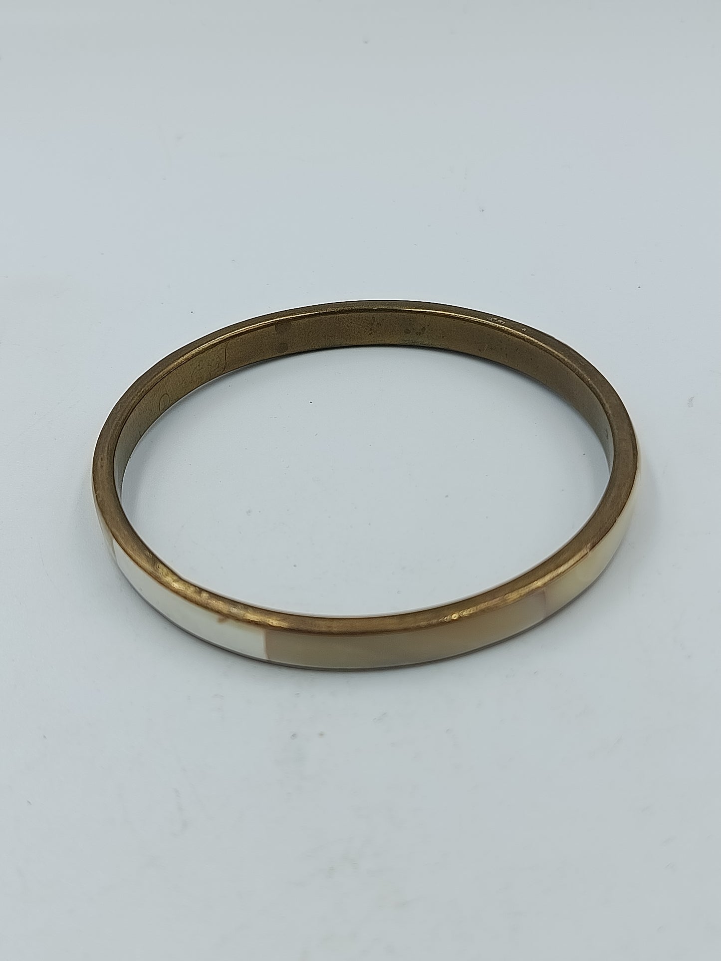 Vintage Armreif in Goldoptik mit Perlmutt Intarsien