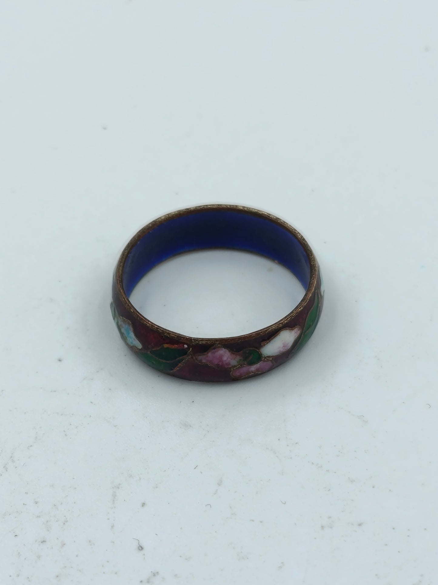 Antiker Cloisonné Ring bunt emailliert Größe 56