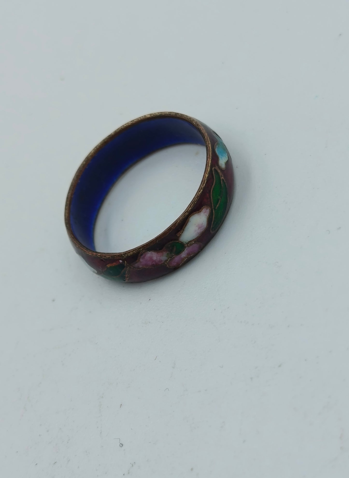 Antiker Cloisonné Ring bunt emailliert Größe 56