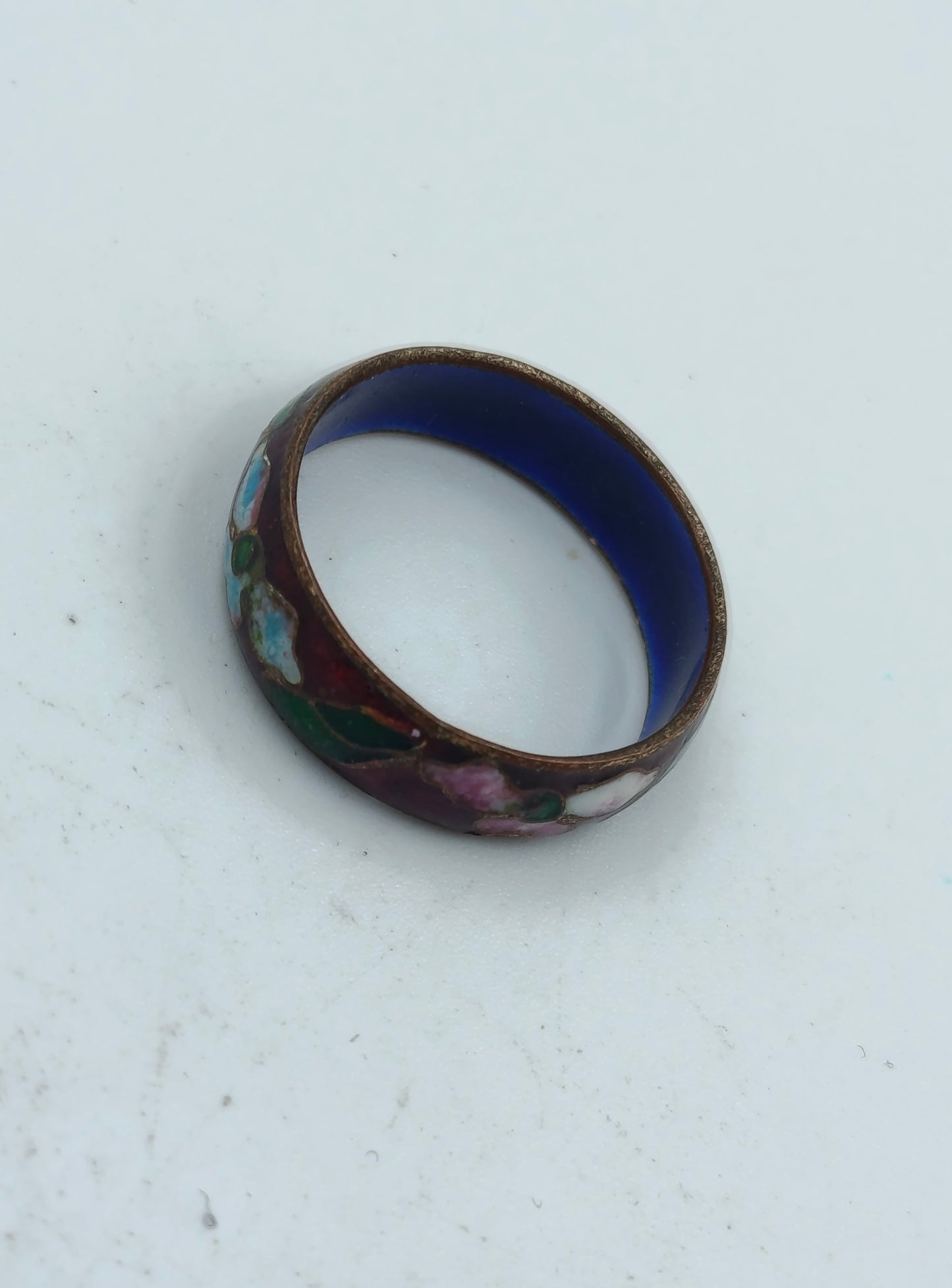 Antiker Cloisonné Ring bunt emailliert Größe 56