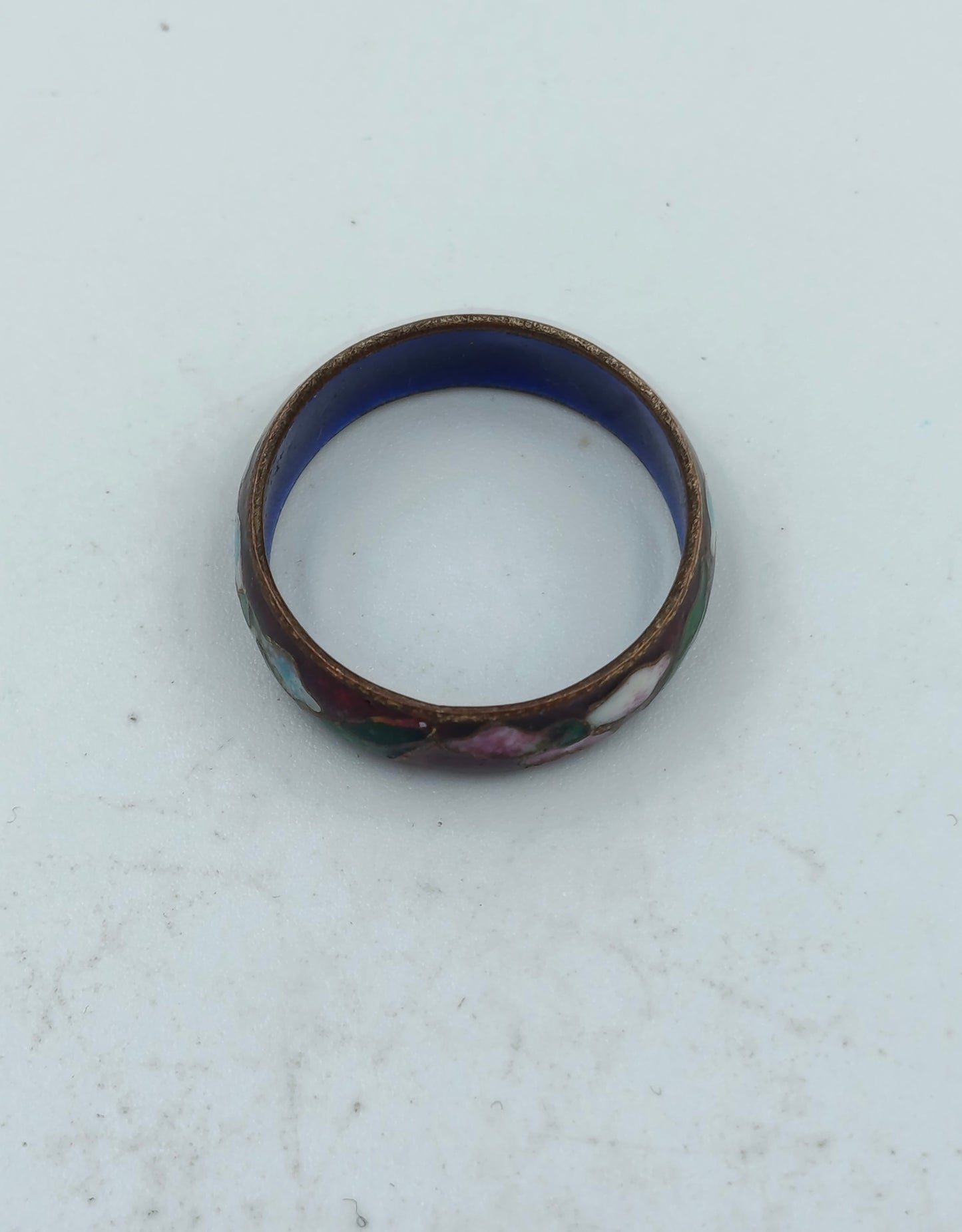Antiker Cloisonné Ring bunt emailliert Größe 56