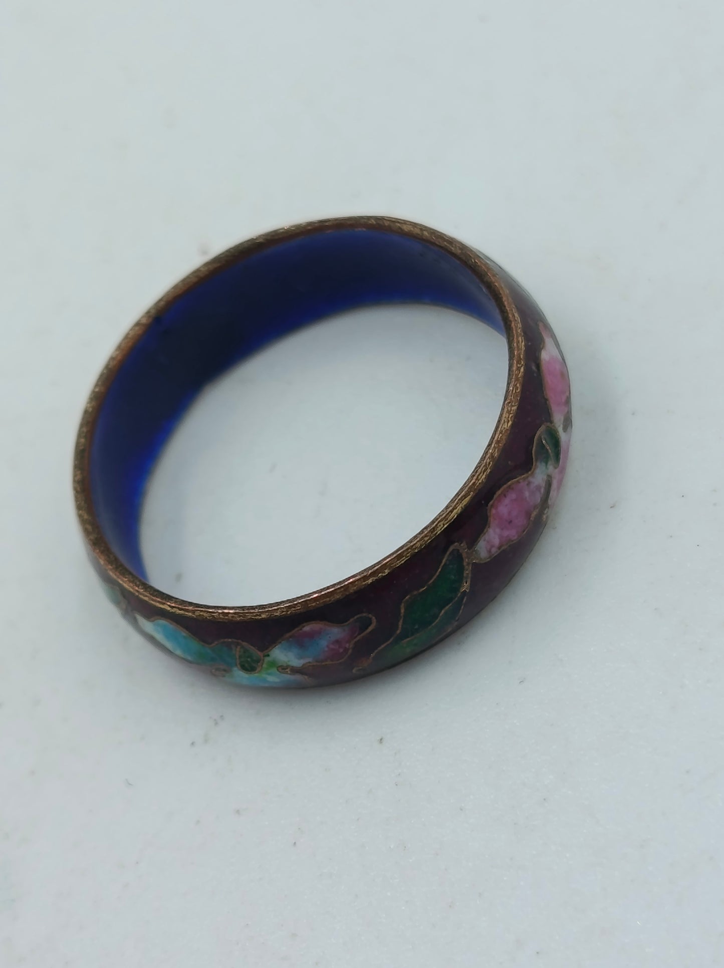Antiker Cloisonné Ring bunt emailliert Größe 56