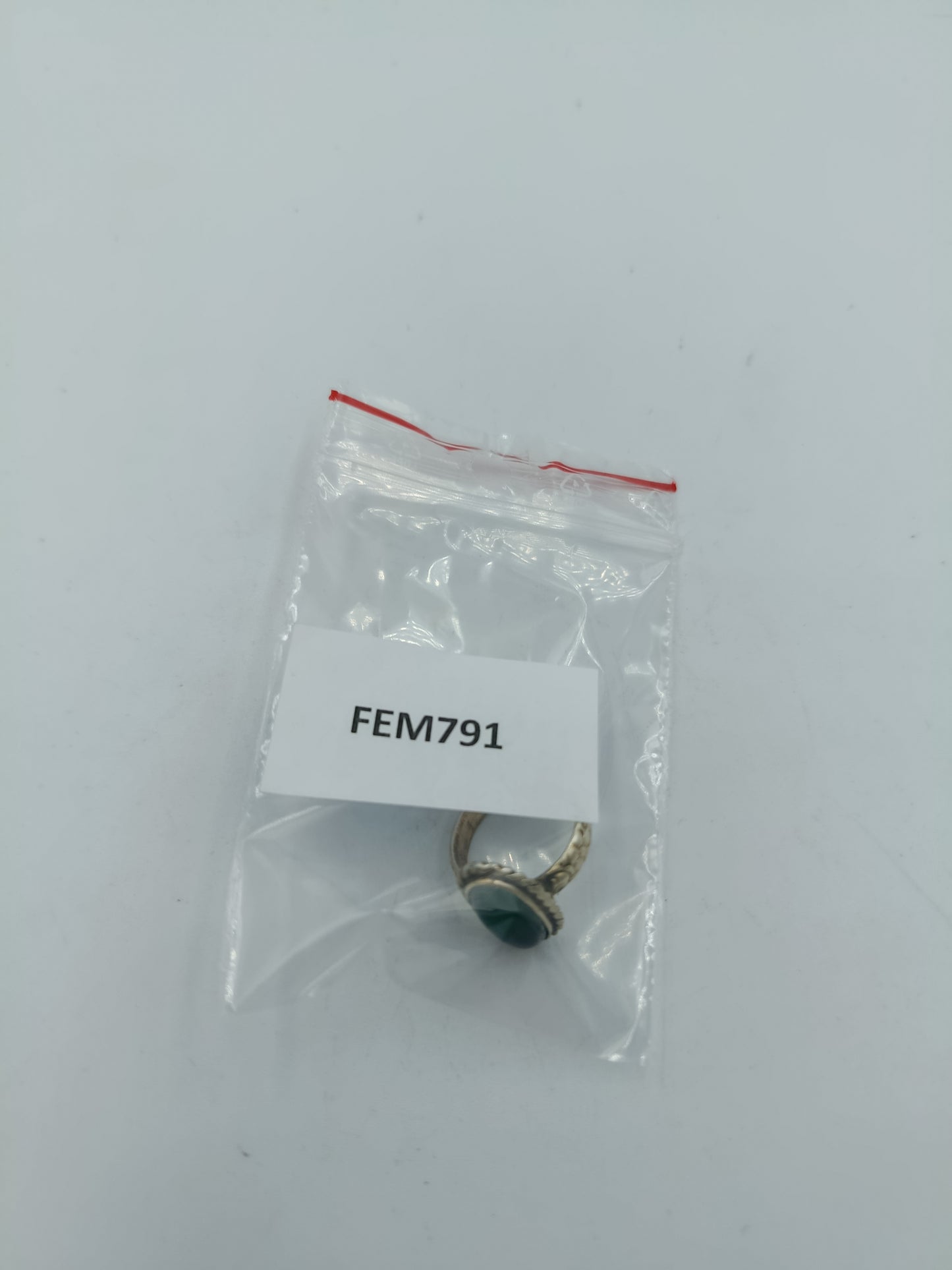 Vintage Silberring mit grünem Stein Größe 47