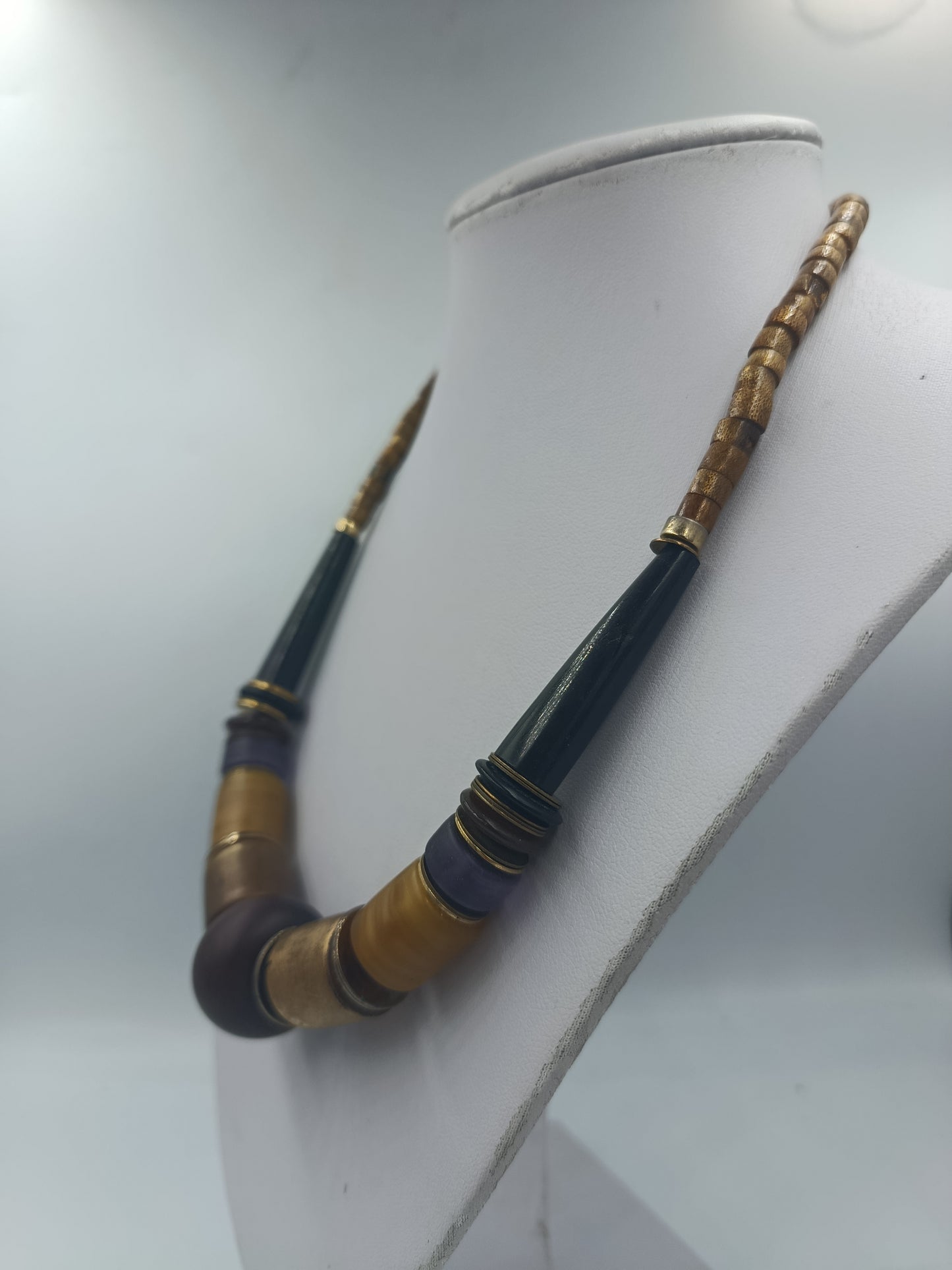 Statementkette in Braun Gold Blau Vintage Stil