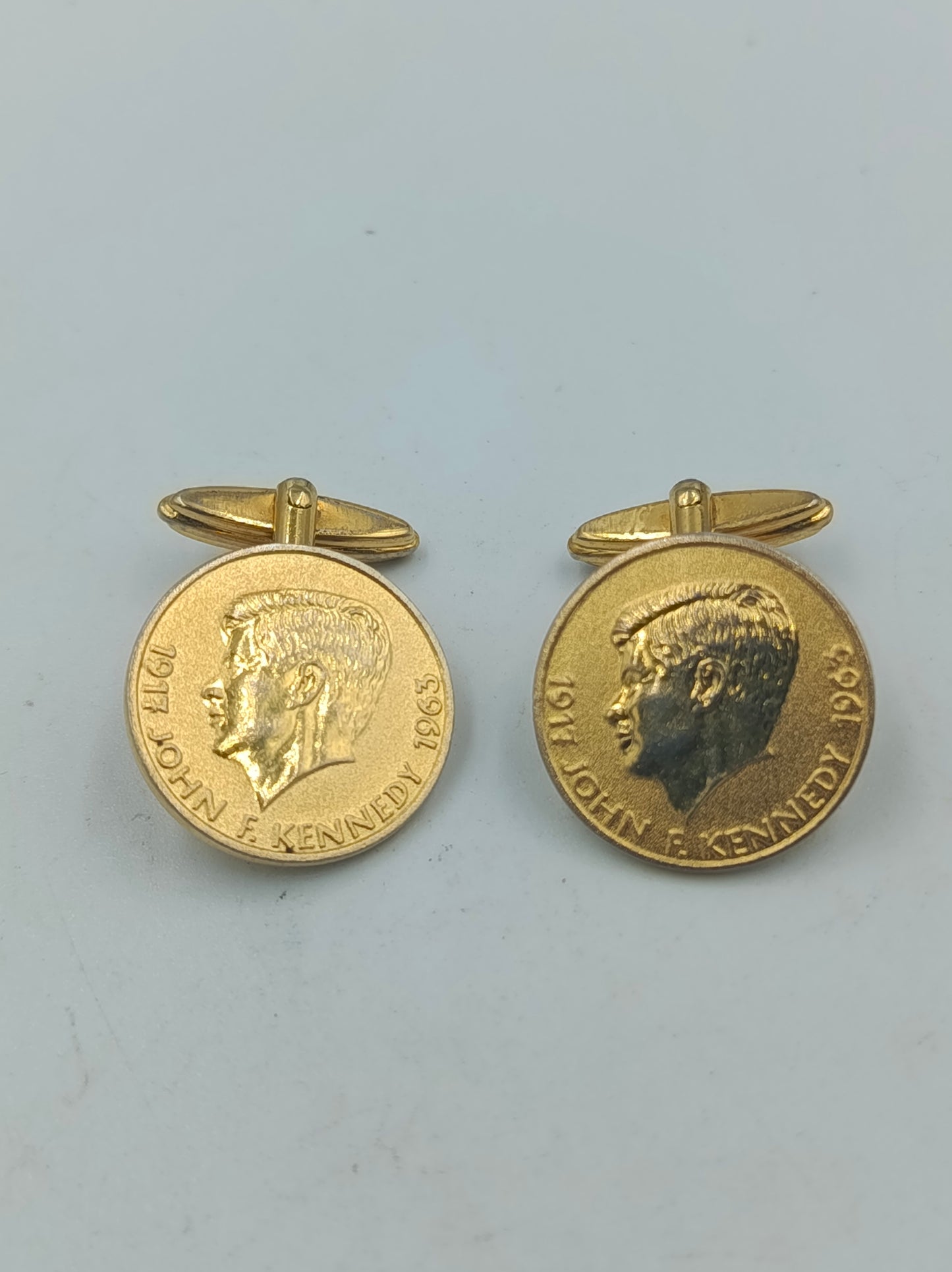 Manschettenknöpfe Goldfarben John F Kennedy Motiv