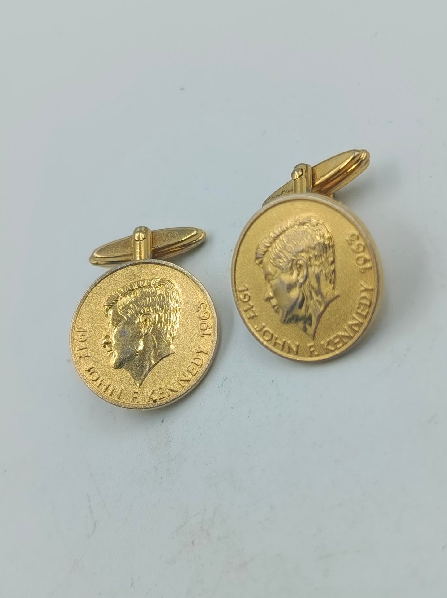 Manschettenknöpfe Goldfarben John F Kennedy Motiv