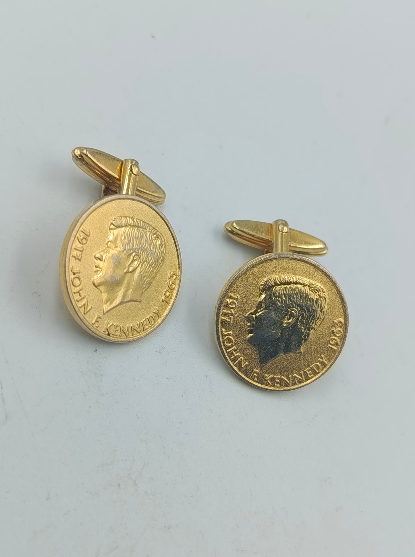 Manschettenknöpfe Goldfarben John F Kennedy Motiv