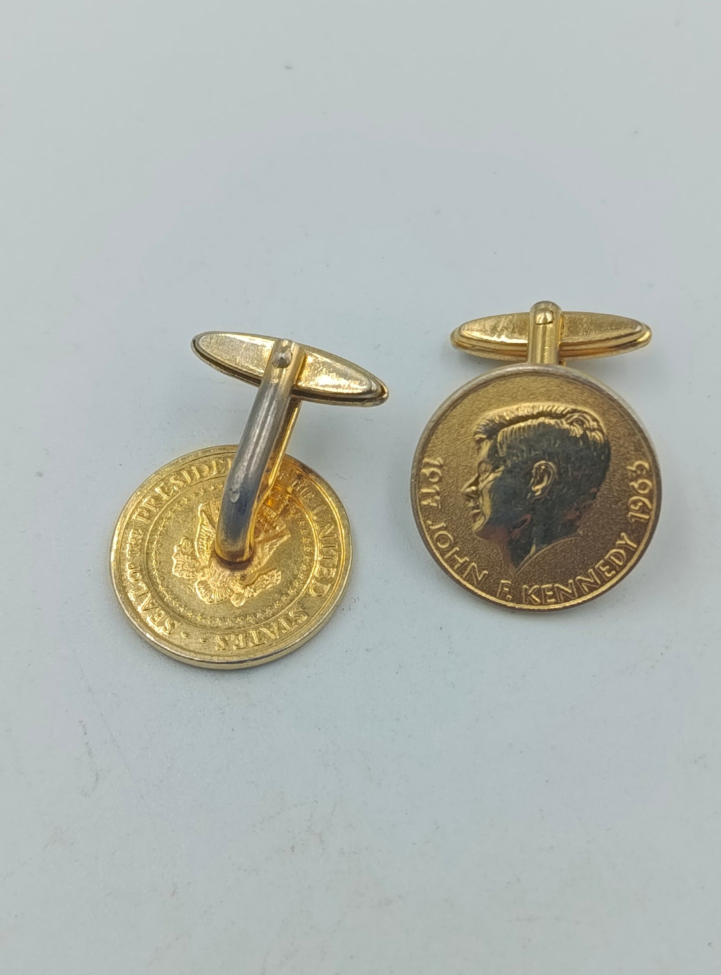 Manschettenknöpfe Goldfarben John F Kennedy Motiv