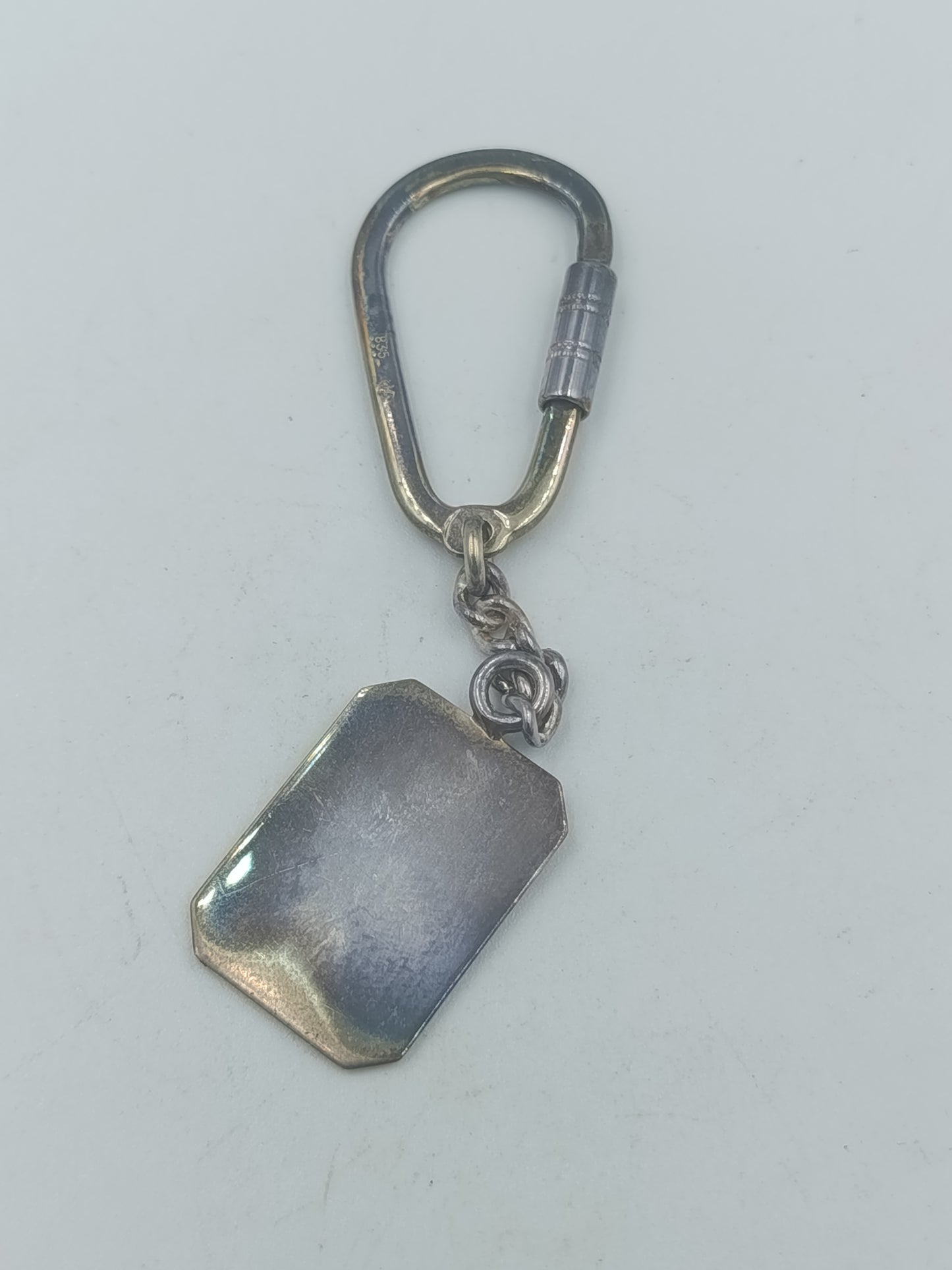 835 Silber Schlüsselanhänger mit Gravur AJ