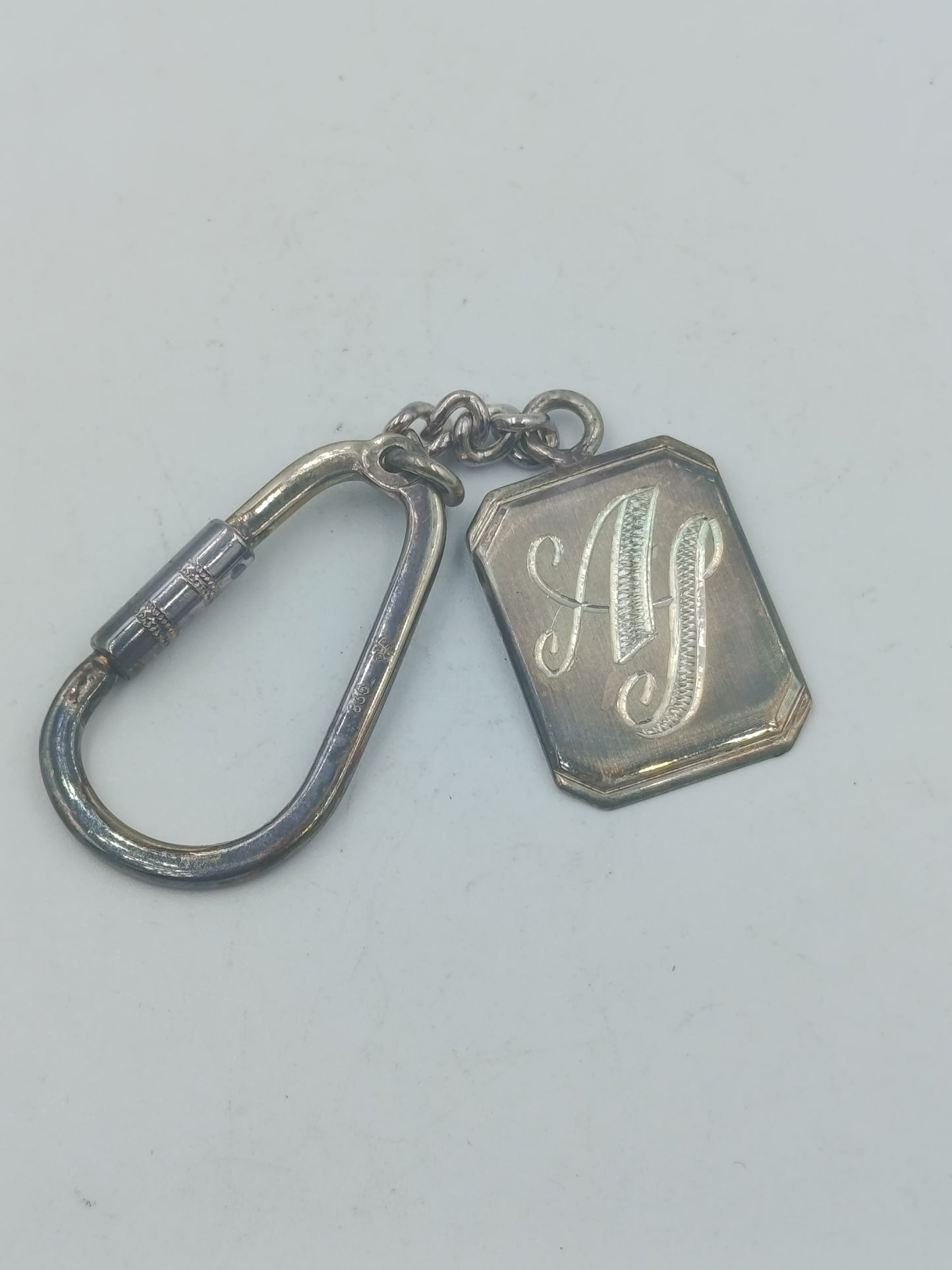 835 Silber Schlüsselanhänger mit Gravur AJ