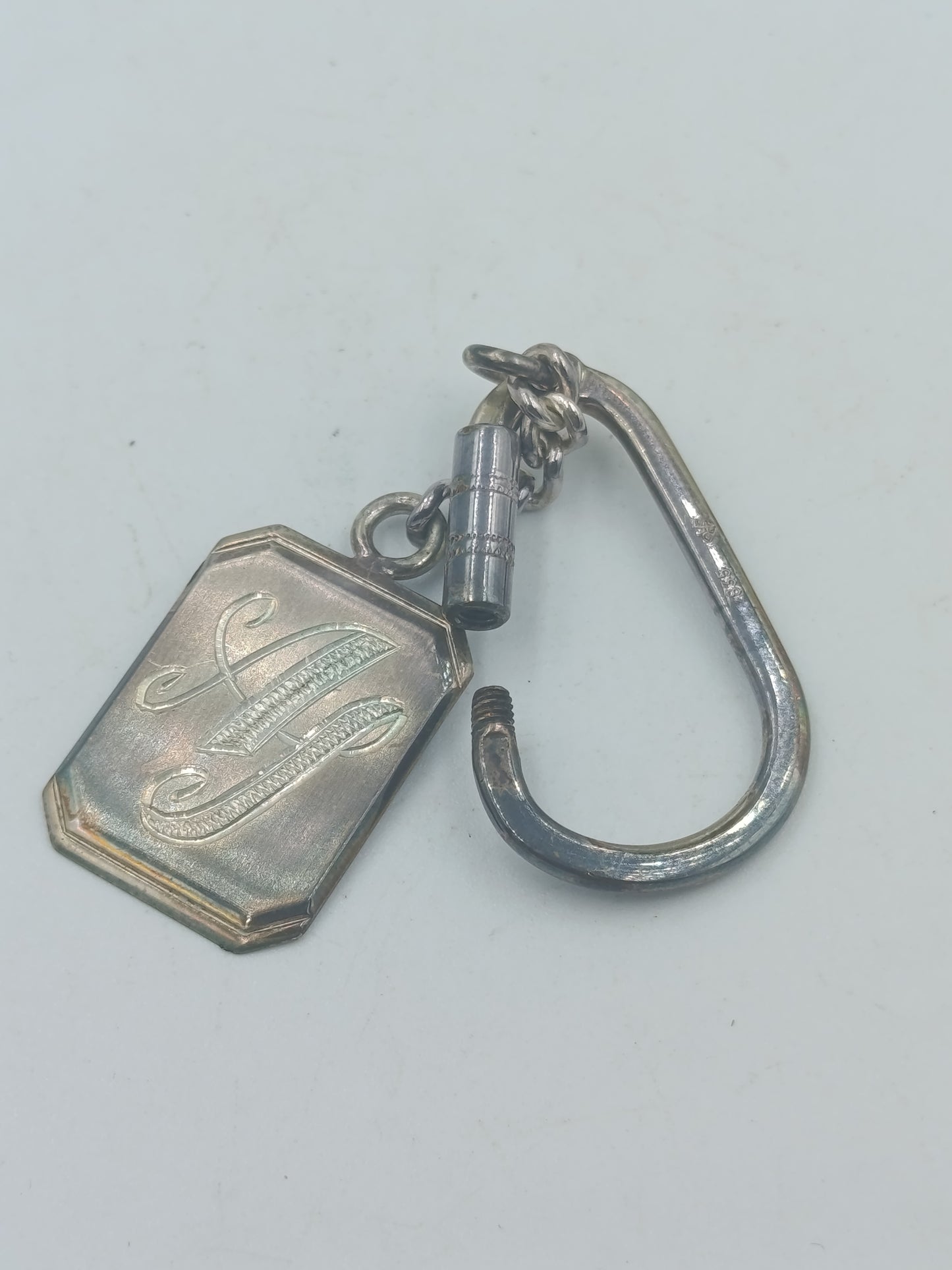 835 Silber Schlüsselanhänger mit Gravur AJ