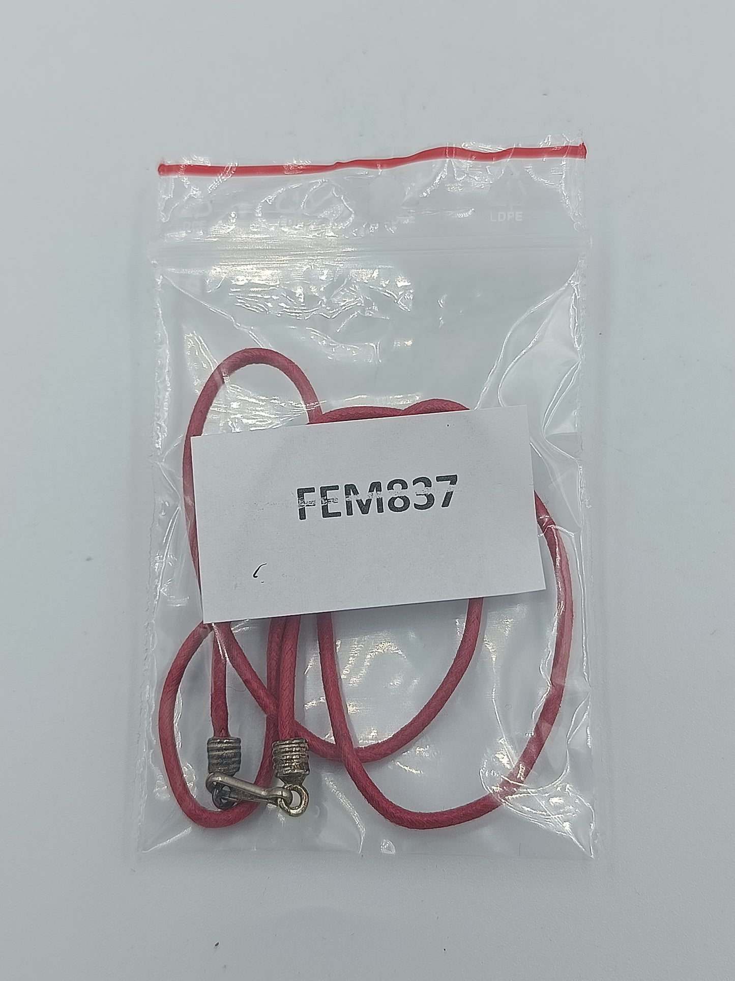 Rote Halskette mit Lederband und Metallverschluss 47cm