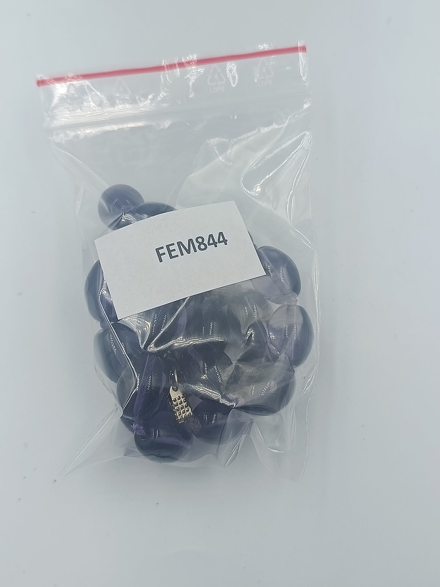 Dunkelviolette Statementkette mit ovalen Glasperlen im Retro Stil