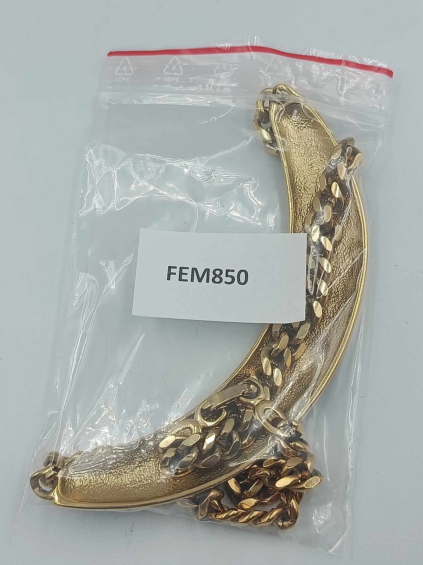 Statementkette Goldfarben mit schwarzem und cremefarbenem Dekor