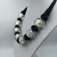 Statementkette Schwarz Silber mit großen Kugelperlen