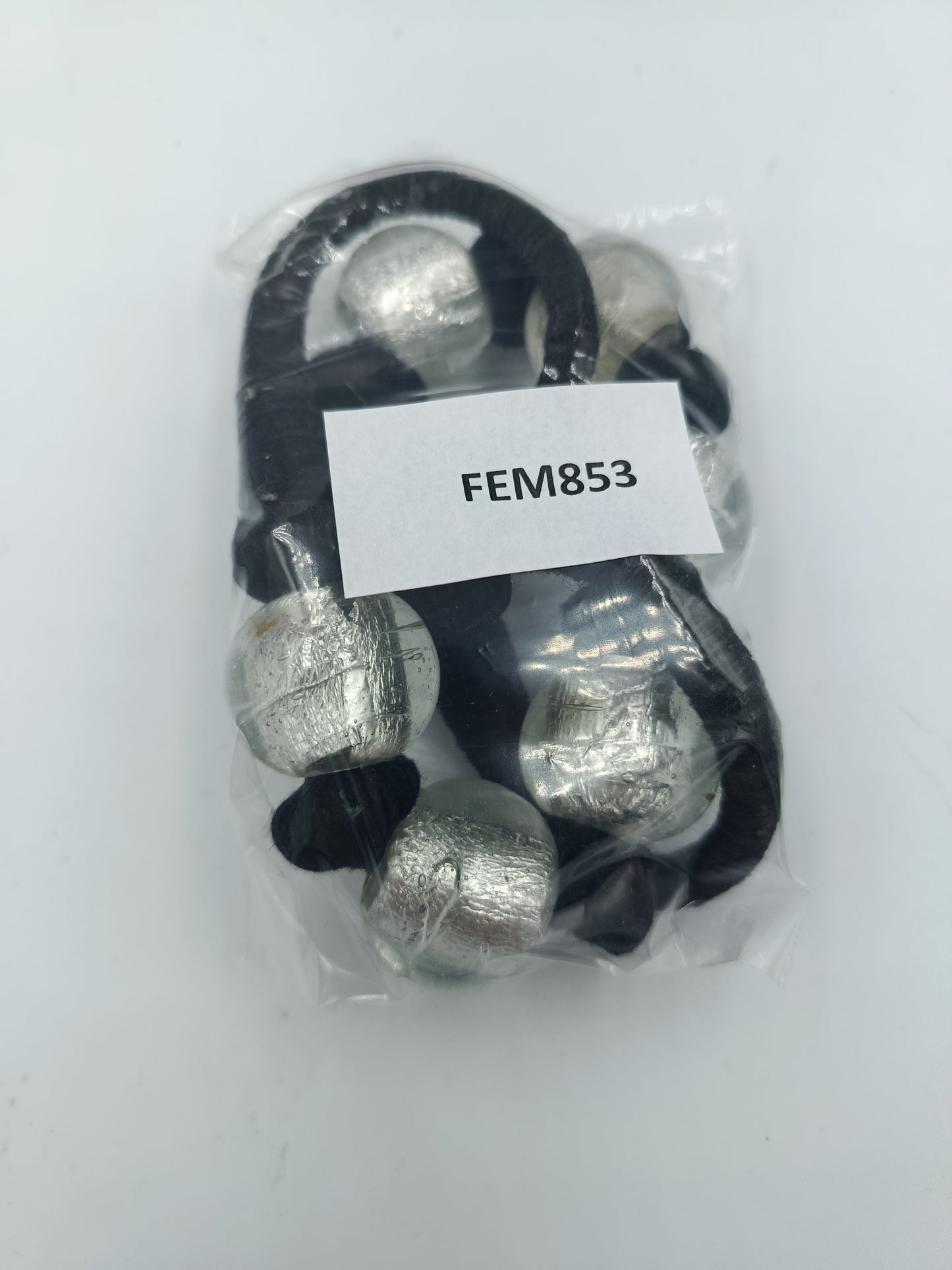 Statementkette Schwarz Silber mit großen Kugelperlen