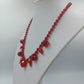 Rote Glasperlen Halskette mit facettierten Tropfen im auffälligen Vintage Stil