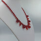 Rote Glasperlen Halskette mit facettierten Tropfen im auffälligen Vintage Stil